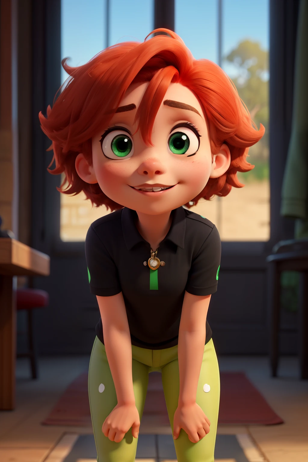 Fille rousse cheveux mi longs lisses yeux verts faisait un bisou à a grand chien noir berger australia with le cou blanc
