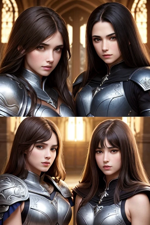three sisters of different ages, french womens, detailed face perfect face, detailed face, sexy, lesbians, warriors , using sexy armor with cape full body background in versalles