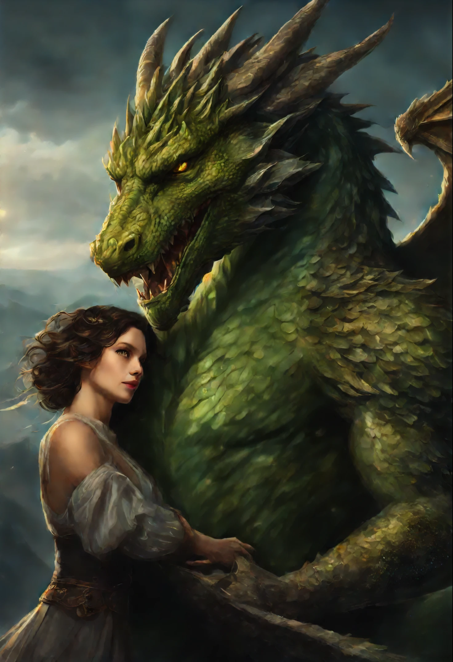 a-woman-is-hugging-a-dragon-with-a-cloudy-sky-in-the-background-seaart-ai