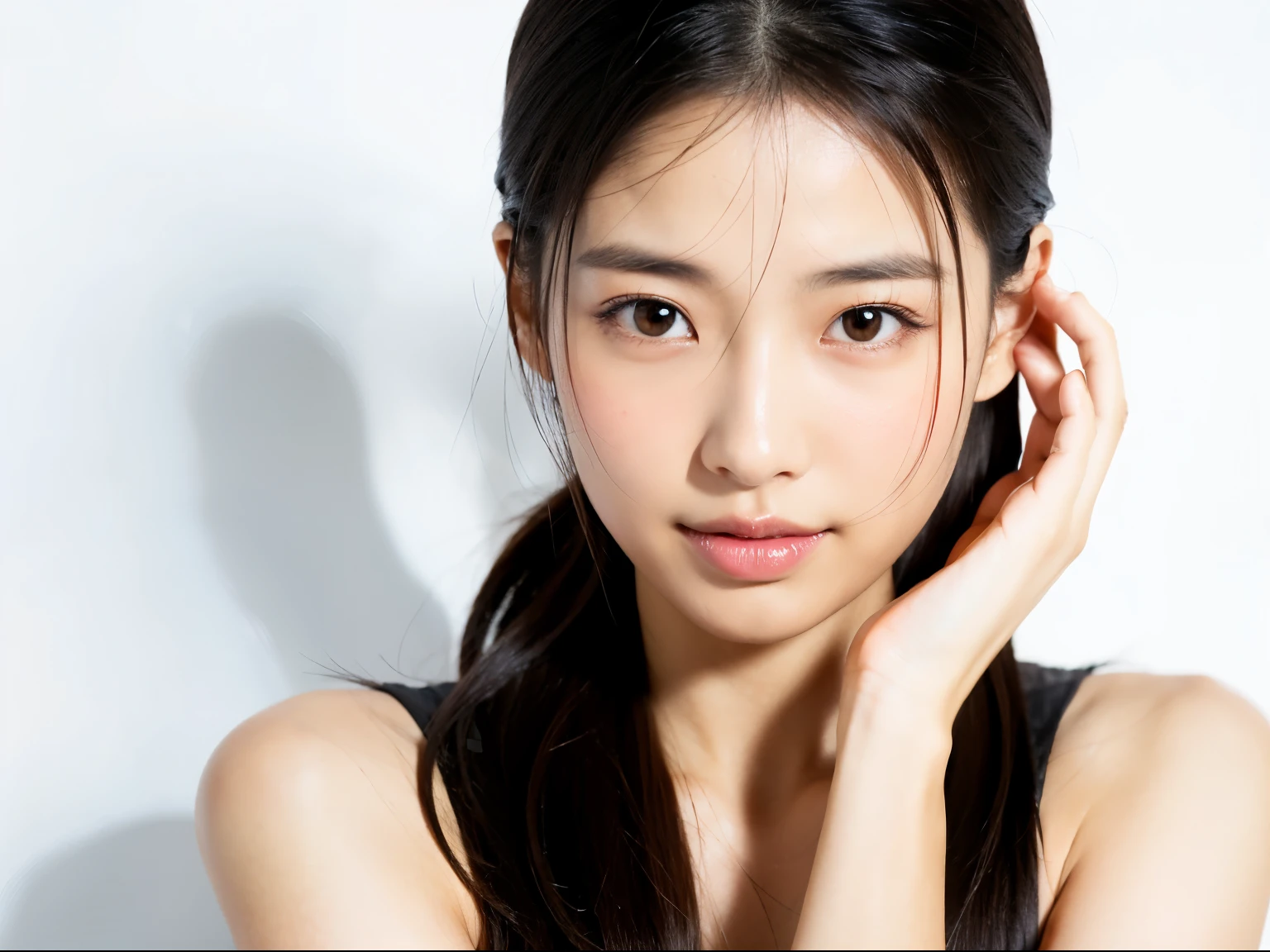 Asian people,White background,The upper part of the body,frontage,Warm complexion,femele
