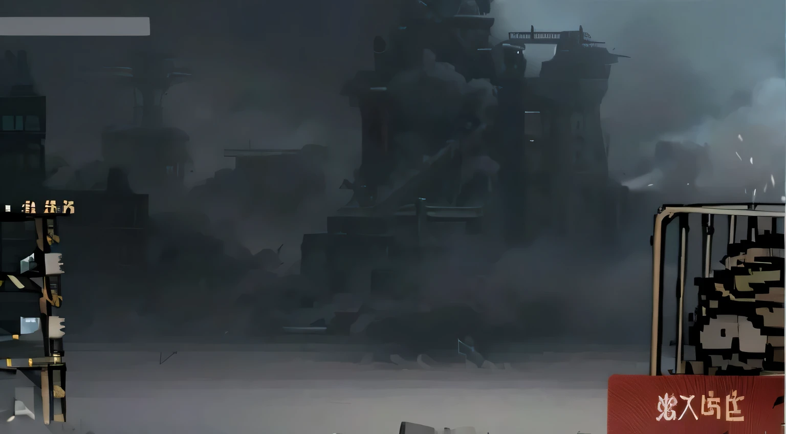 Pixel image of man in cage, video static, Dust floating in the air, dust cloud, volumetric foggy part and smoke, Detailed smoke and dust, Octagon rendering. foggy part, smoke foggy part dust, low quality footage, Ground fog swirling vortex, Smoke rises from all levels, Dust flying, fine dust in the air