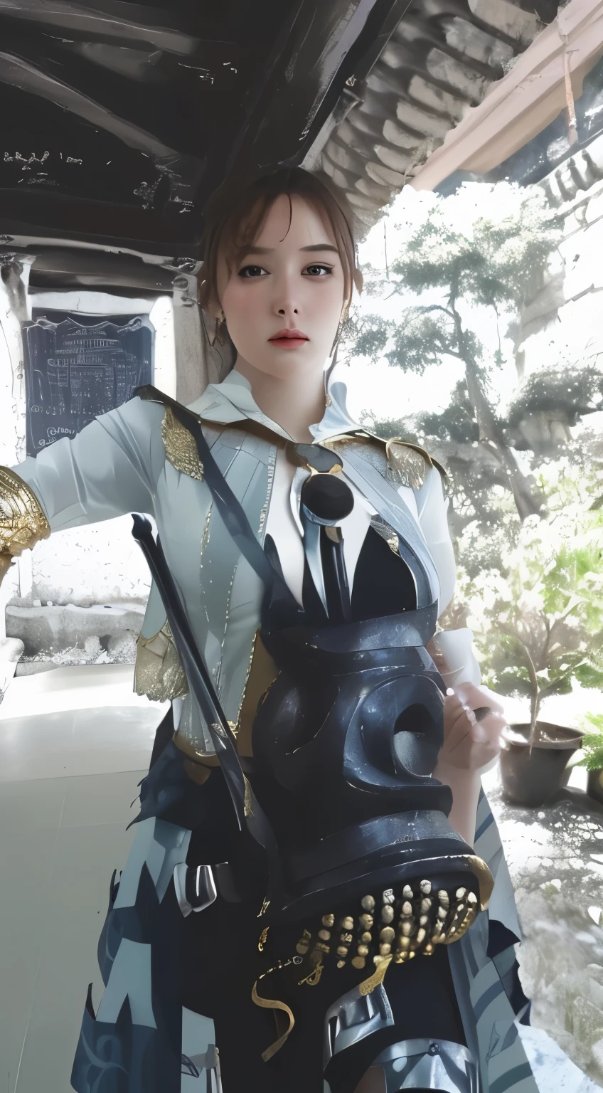 Greek mythology style Athena image,Wearing golden armor