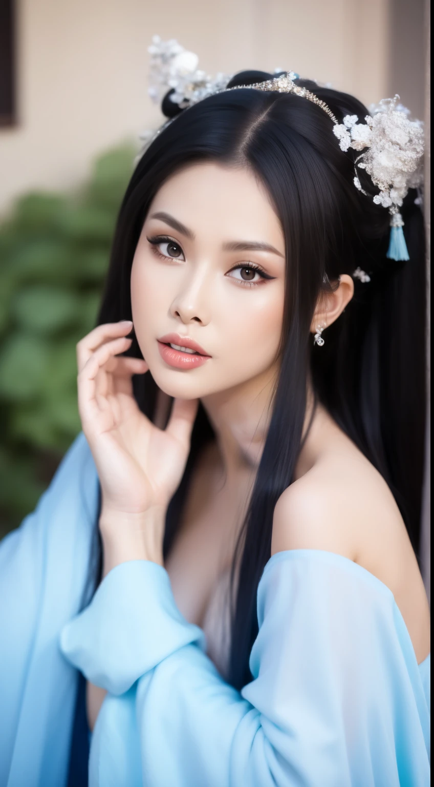 Fashion model 20 years old [[[[closeup cleavage]]]], [[[[boobgasm]]]], [[[[coll]]]], [[[[bshoulders]]]], perfect  eyes, Perfect iris，Perfect lips，perfect teeth，Perfect skin，Long face，slender nose，tall nose bridge，Soft front light，hdr，Movie girl， bob haircut，light make-up，Casual，（pastel colour：1.2）