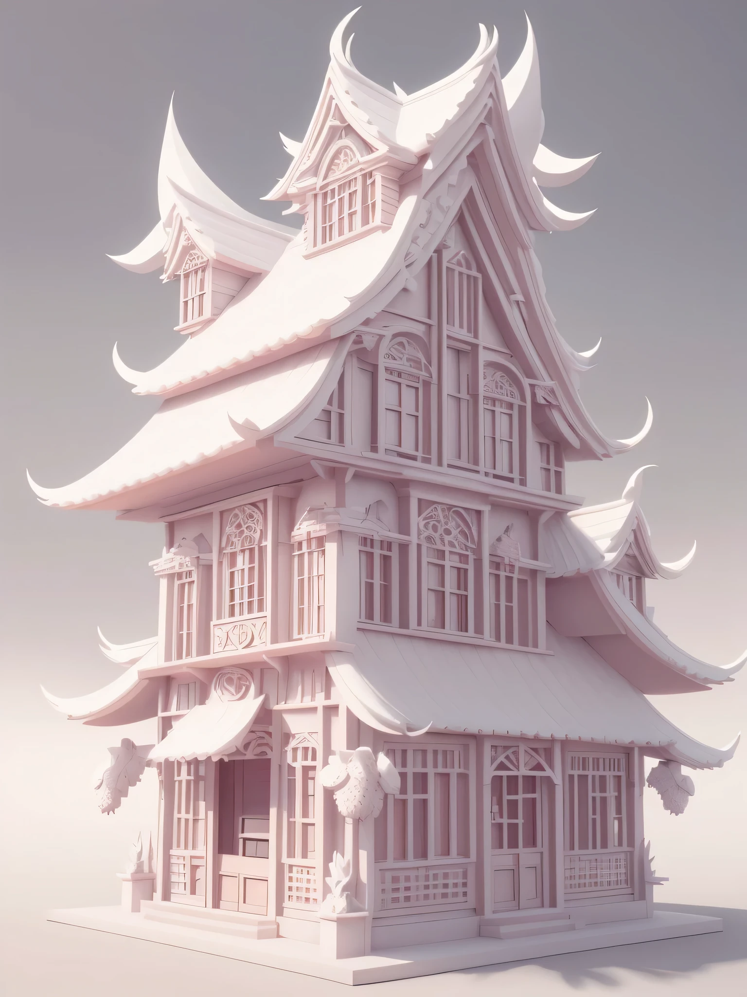 There is a black building,There are a lot of crows on it, The beautiful 3D 渲染, Renderings of the Kawaii headquarters, The beautiful, Pada Fantasia, stylized 3d render, stylized 3d render, stylized as a 3d render, Digital art details, em uma casa estilo terra doce, Ultra-detailed rendering, Fufu! c4d