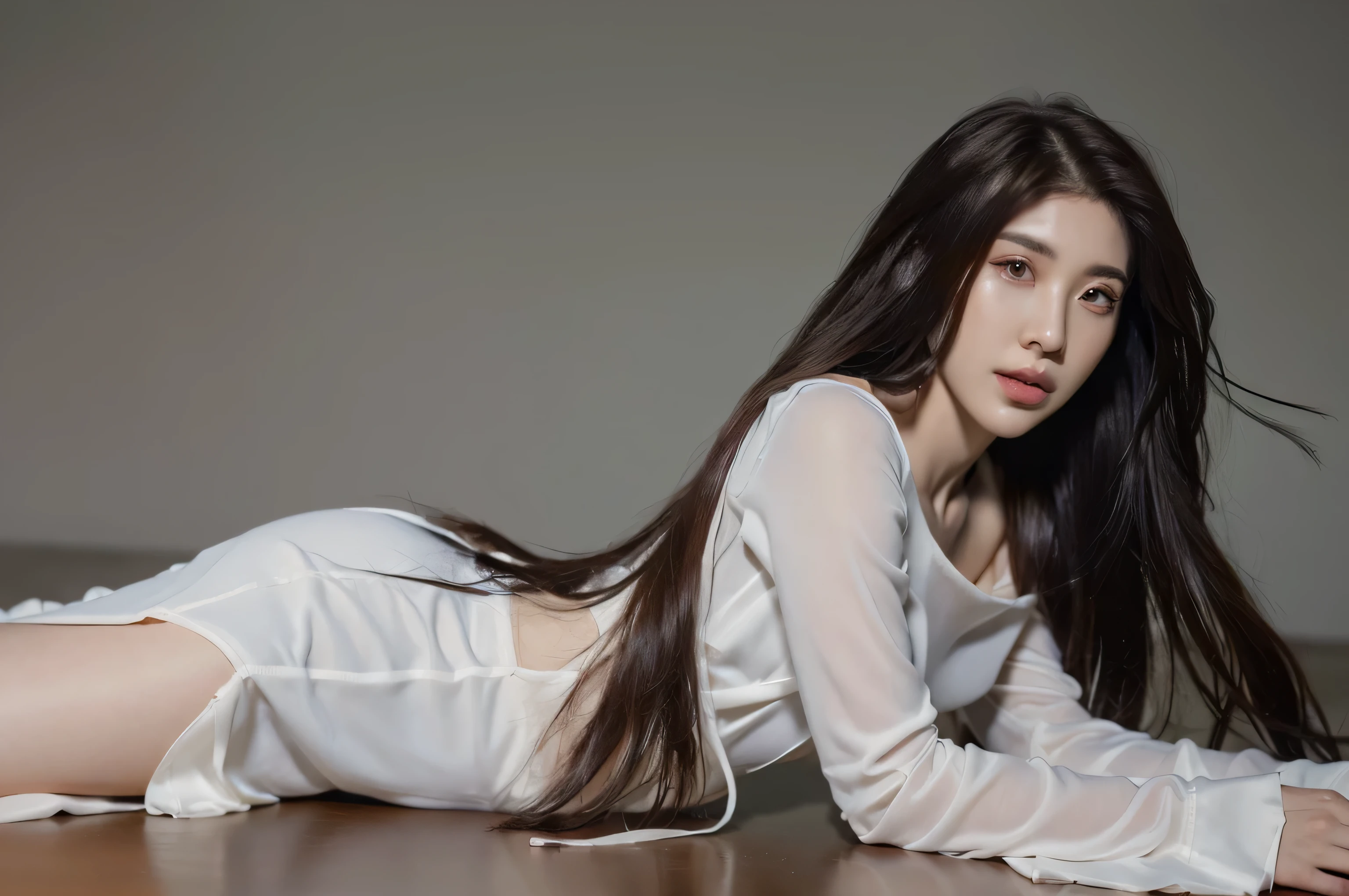 ((Best quality, 8k, Masterpiece :1.3)), woman, 1girl, huge breasts :1.3, (firm abs, slender figure :1.2), dark brown hair, (outdoor, long sleeves top :1.1), ultra-detailed face, detailed lips, detailed eyes, double eyelid, sexy, body gym