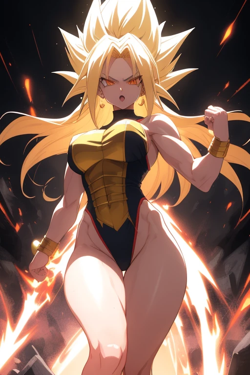 (Best Quality, High Resolution, Masterpiece: 1.2), Ultra Detailed, Female Super Saiyan 4, Vibrant Colors, Intense Energy, Fierce Expression, Neutral Physique, Fiery Aura, Confident Posture, Dynamic Action, Detailed Skin, Loose Hair , powerful beam attack, dramatic lighting, epic battle scene, mystical transformation, carrying a camehameha.