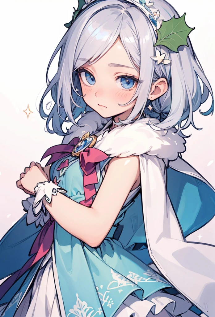 (Detailed illustrations,Very detailed and detailed drawing,Delicate lines with slow and rapid,Realistic texture expression),[Color tressed main line],[Winter Park [Walking trail](Powder snow)],[HENTAI] kawaii ((anime) tareme Girl (Pretty) ar old [SKINNY [Sheer breast]]) (Silvery hair [[Hairstyles with a wide forehead]]) ((magical littl)),((holly leaves) Head dress) (Fur collared cape((frilld) bow ribbon)[boa fabric dress][Color stockings],Transparency [Soft ambient light] gravure [Colorful],(Intricate and beautiful decoration [Dense detail]),(Fine and beautiful skin expression [Transparency]),[完璧な目のdetaileds (Iris beautifully drawn in every detail)[Jewel-like eyes]],[long and beautiful eyelashes],[Meticulously drawn hair [美しく艷やかな髪のdetaileds]],(完璧な手のdetaileds [Beautiful fingers without breakdowns [Beautiful nails]]),(Perfect Anatomy(Perfectly proportioned))[[Full body like]],[Ideal color coordination(Accurate simulation of light-material interactions)],([Precision Detail](detaileds,high-detail)),[[Pale and gentle colors]][Visual art that conveys a sense of narrative].