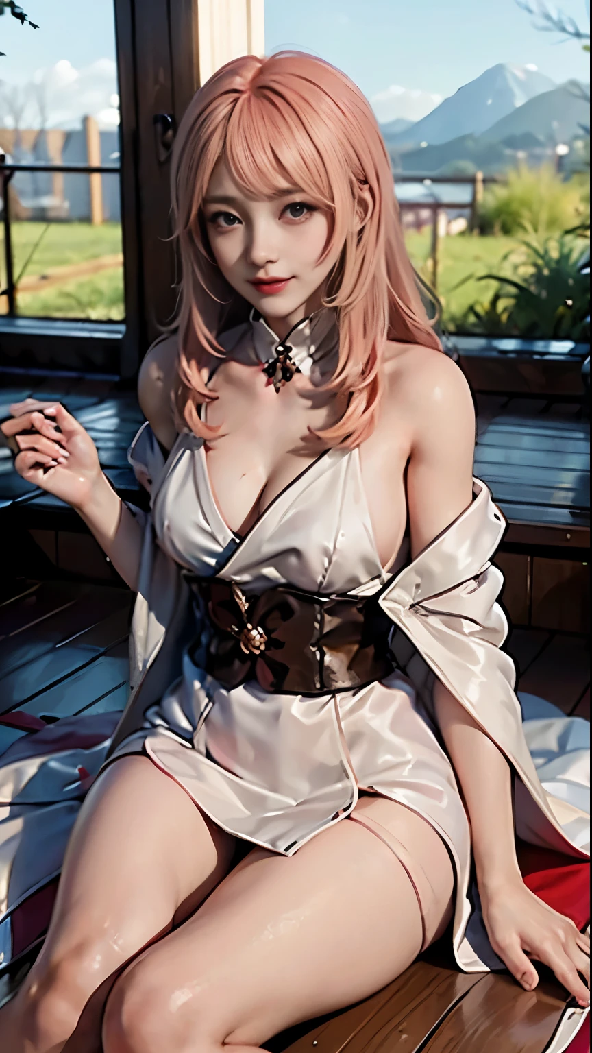 body: pale skin, strawberry blonde hair, girl, hair down, slightly freckled, slight overweight, soft, busty, navel
clothing: hair ribbon, thin sheer robe, low opacity fabric
pose: blushing, slightly smiling, bliss, lying down, legs parted, hands in panties
setting: sauna
aesthetic: average person, soft face, well lit room, soft eyes,