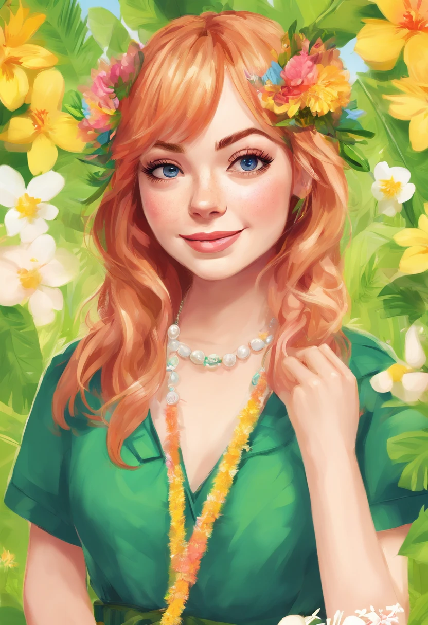Emma stone, grass skirt