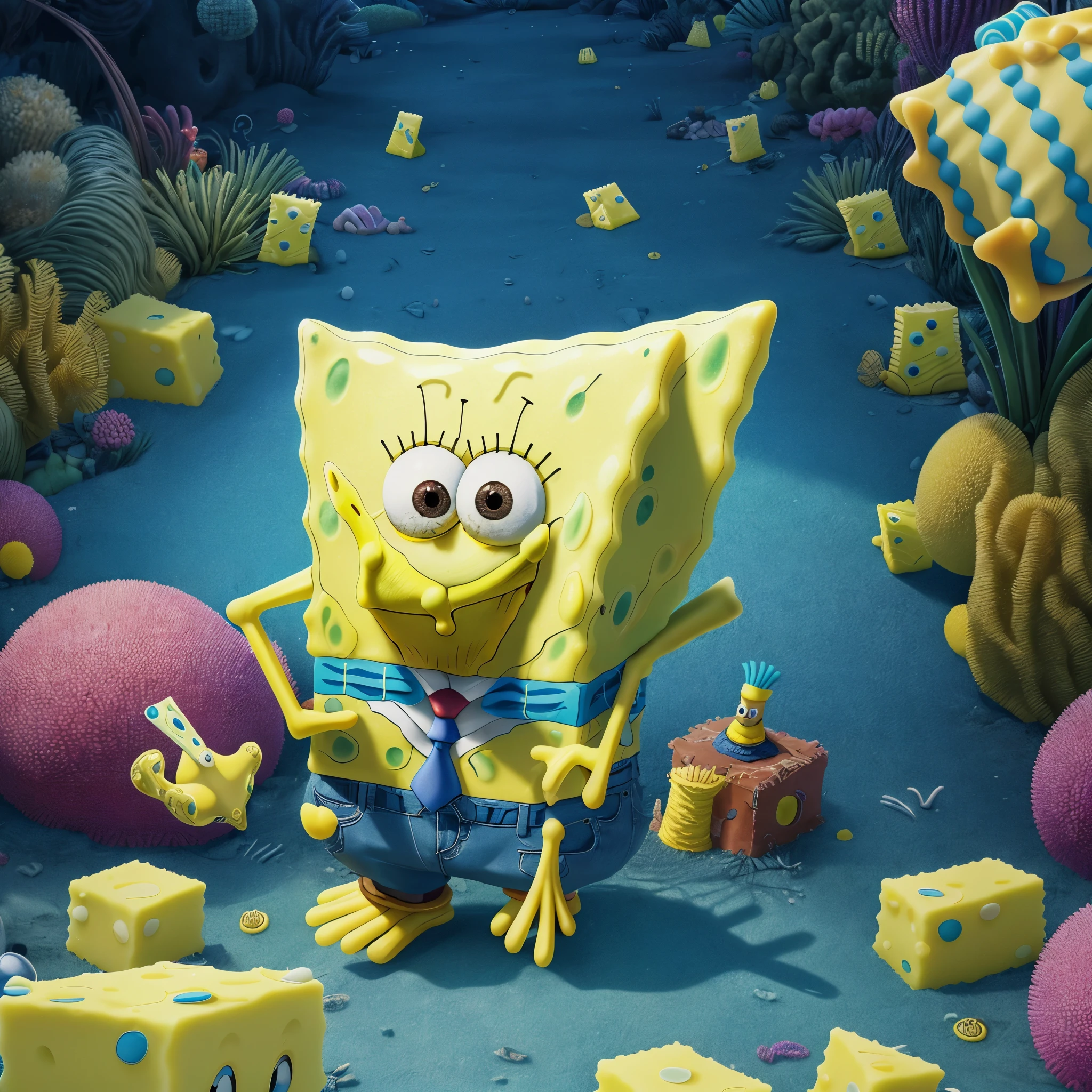 ((tmasterpiece)),(Best quality at best),offcial art,extremely detremely detailed CG,Unity8k wallpapers,ultra - detailed,The is very detailed,detailed Background with,vibrant with colors,(SpongeBob:1.2), Background with,