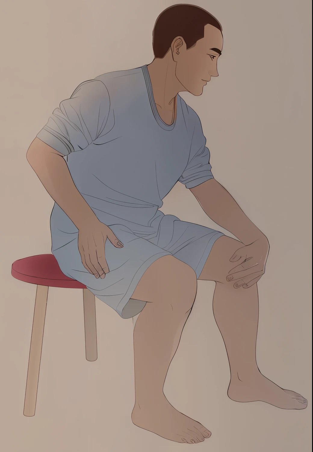 arafed man sitting on a chair with a knees injury, sitting on bent kneess, sitting on a stool, kneess weak, knees, Sit on the lab table, sittinng on the desk, Lighting], an Lighting of, detailed Lighting, medical Lighting, kneess upturned, Sit Pose, wikihow Lighting, Strike action-packed poses, seated on wooden chair, full body Lighting