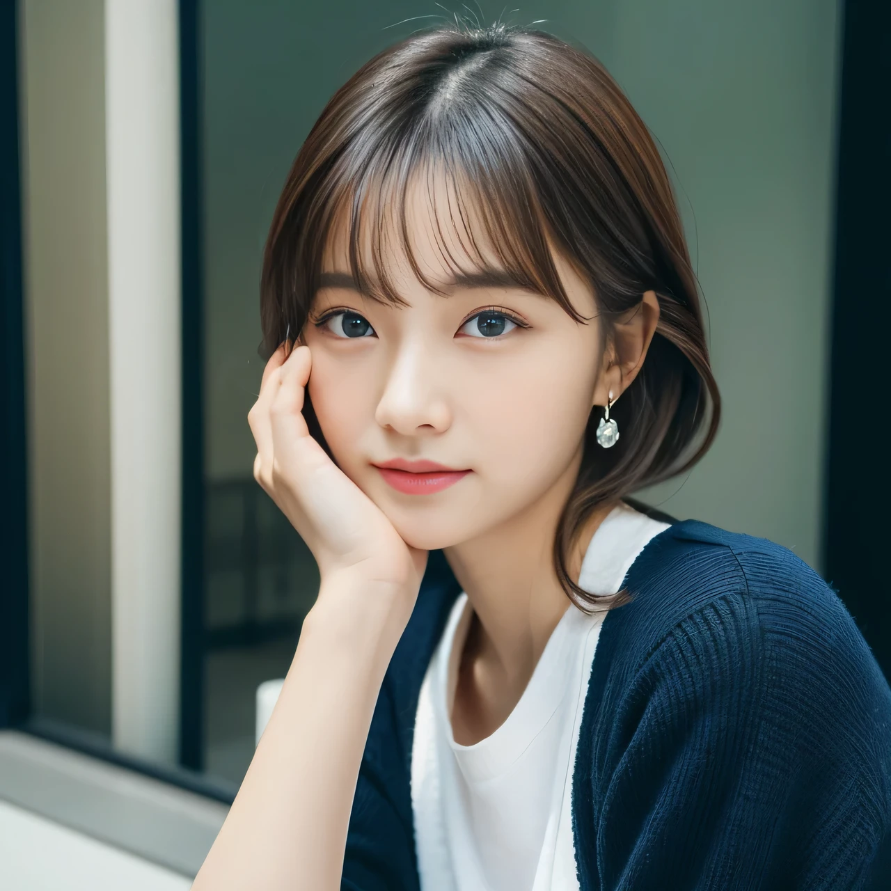 (((32K,Very high resolution, high detal, Highly accurate,masterpiece girl 1：1.5))),RAW photos & realistic atmosphere,The beautiful深蓝色眼睛,Detailed mouth,glossy lips,Detailed eyebrows,Delicate and fair skin，Every detail sparkles,,The eyes are drawn very carefully、非常The beautiful眼睛，blue colored eyes,Detailed mouth唇、非常The beautiful脸,The face is very well-proportioned、lifelike face,闪亮The beautiful嘴唇,The beautiful眉毛,Infinite reality,Best design,（Cute Japanese 16-year-old high school girl,,The beautiful形状,非常可爱The beautiful女孩,Little girl,Healthy body,Outstanding style：1.5）,Best Natural Makeup,Japanese Ido,韓国アイドル,Young idol,Moist eyes,Dark beautiful deep eyes,The beautiful,pretty legs,,camel's foot,：1.3),超高分辨率、,自然realisticlying的脸型,The light from the rear window is backlit,Her innocent eyes are so cute, right?,(((realisticlying,taking a full body photo))),,Live recording,（Stylish earrings,,a necklace,a bracelet,Jiuru,glossy manicure,femele&#39;s street casual winter fashion,Bright blue down jacket, underdressing,Long skirt with black slit,white shoe,black pantyhoses,Hair plugs,Calm and stylish girl,Light brown hair,Wavy short hair with earrings 1 braid,独奏,Small smile,Whole body ESBIAN,Show off your full body fashion,sitting cross-legged,Show me your white shoes, Young beautiful 15 year old girl&#39;the only beauty,Petite and cute 15-year-old girl：1.7）,Shibuya night