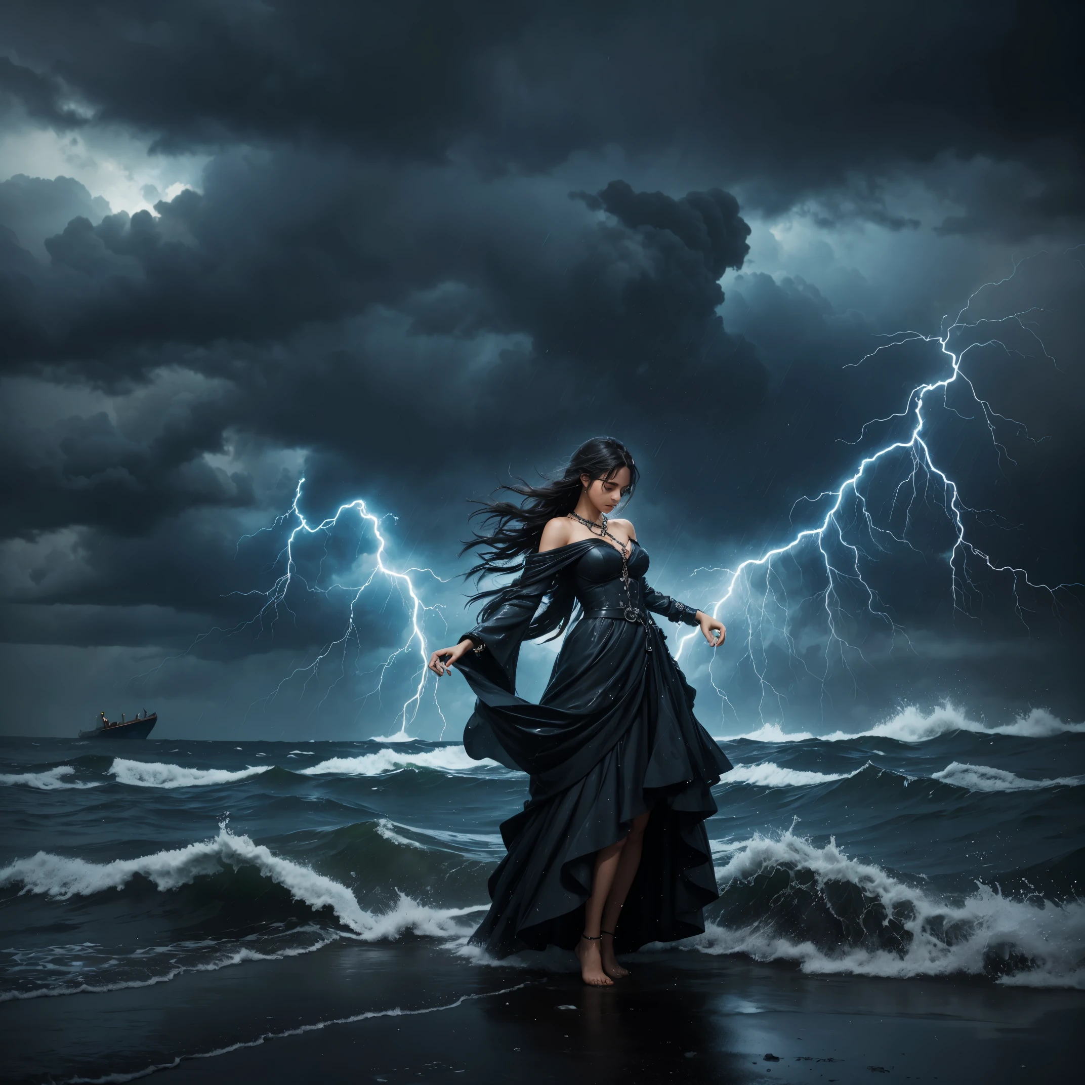 Against a backdrop of stormy skies,fragmented puzzle pieces, symbolizes the intricate complexities of life. Vibrant strokes of color depict the emotional spectrum, from the hopeful blues of the sea of fails to the turbulent greys of uncertainty. In the distance, a faint silhouette of a chained link, poised to break free, echoes the profound message of forging connections amidst vulnerability. The raindrops cascading like tears evoke the melancholy of waiting, while distant echoes of laughter and conversation underscore the paradox of a poker face concealing genuine struggles. The composition captures the paradoxical beauty of embracing imperfections and finding strength in shared vulnerabilities, making it a visual testament to the song's introspective journey.