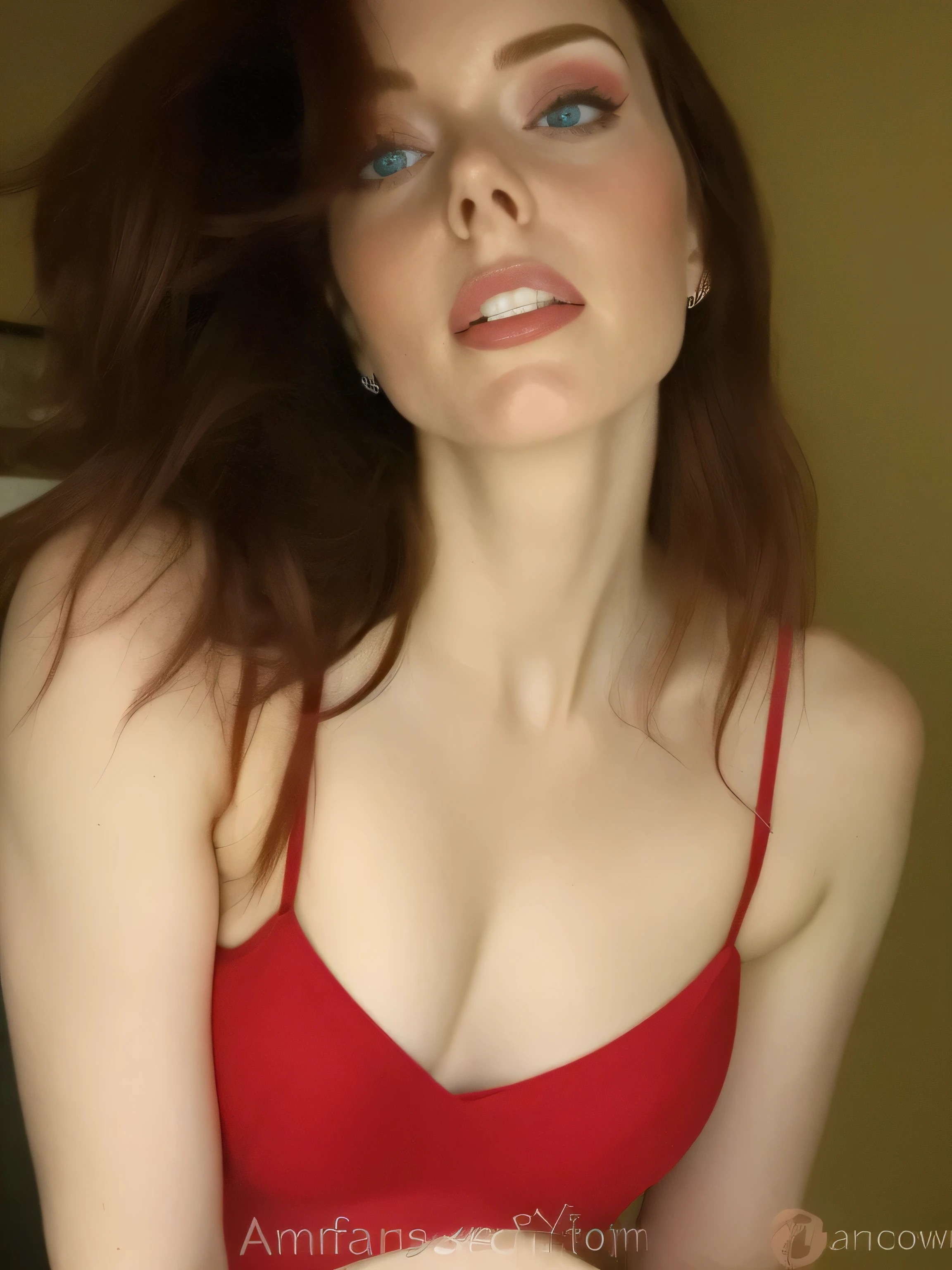 araffed woman in a red dress with a red top, amouranth, 2 2 years old, sexy gaze, looking from side, 2 4 year old female model, 2 7 years old, 21 years old, 2 4 years old, 18 years old, 2 3 years old, red bra, better known as amouranth, 2 8 years old