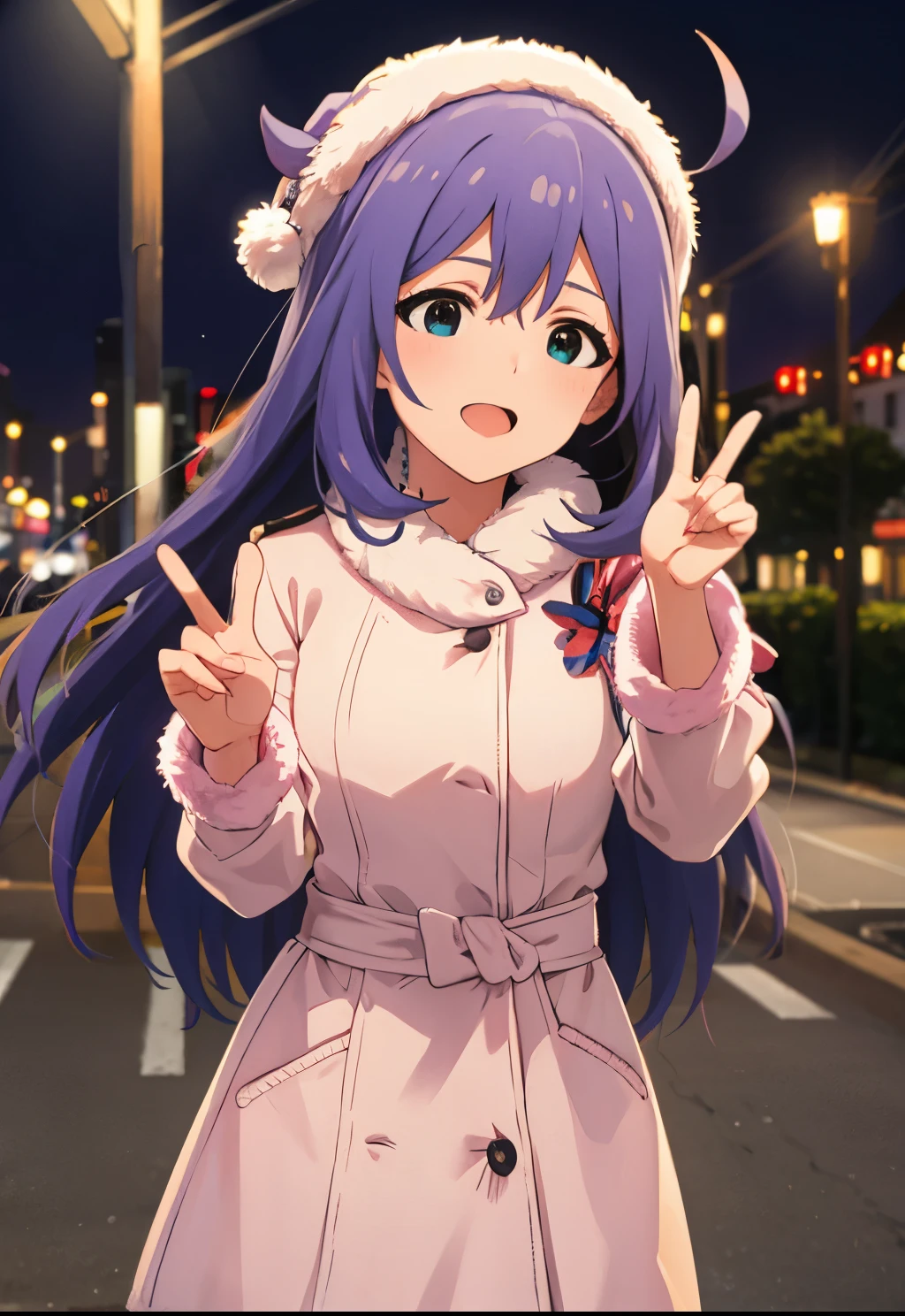 Anna Mochizuki.The Idolmaster Million Live.new year costume.Winters.In the street