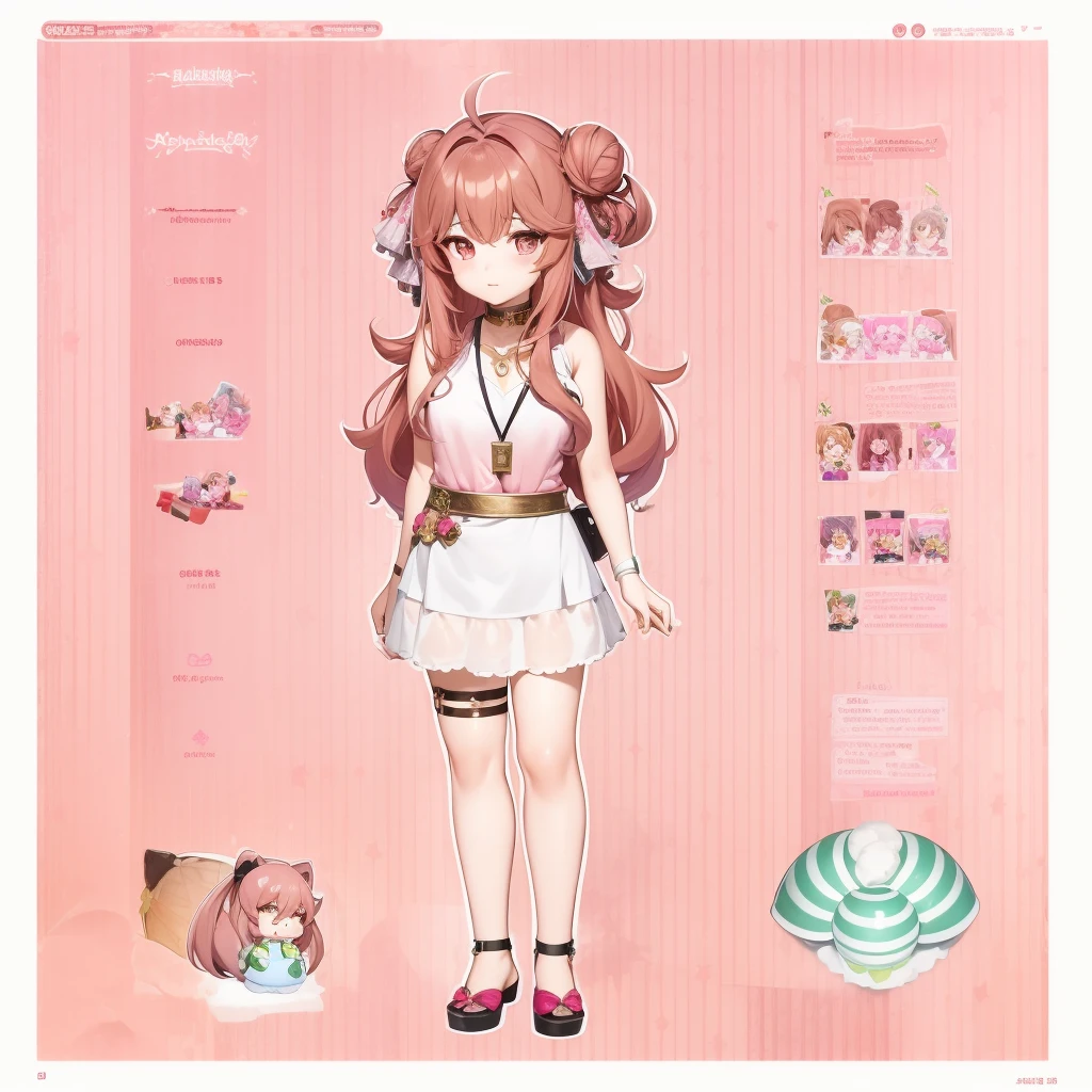 brownish dark pink hair wearing rose alampay pink dress, anime character reference sheet, reference sheet, full body!, [ character design ], design sheet, character reference sheet, long Pale brownish pink hair with sampaguita one hair bun (one right next sampaguita on her hair) with and golden brown eyes, single character full body Genshin style, , official artwork, CG, art Tala/>~Gender : Female~Size : medium female~Rarity: 5★~Weapon: , Catalyst~Element: Anemo~Nation: Mondstadt ((she is born in Sumeru and Raised in Mondstadt)) good art