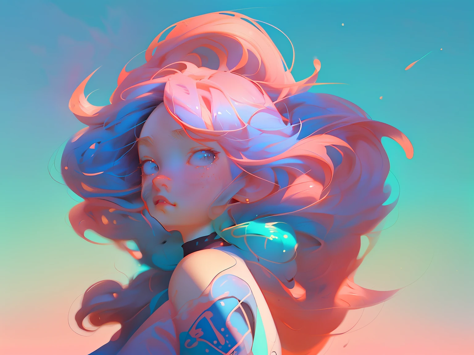 animemanga girl,Colorful hair and colorful clothes, Back Shadow,look up to,Rose draws pastel vibrant, Rossdraws full of energy, Anime style 4k, a beautiful anime portrait, Colorful art!!!, ! dream art jem, 美丽的animemanga girl, anime styled digital art, Anime art wallpaper 4k, Anime art wallpaper 4k, digital anime art, Very detailed ArtGerm