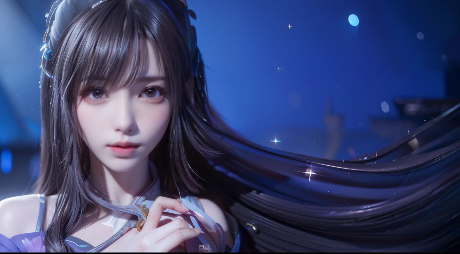 a close up of a woman with long hair holding a pink flower, a beautiful fantasy empress, by Yang J, by Qu Leilei, heise jinyao, yun ling, by Fan Qi, by Leng Mei, by Chen Lin, xianxia fantasy, by Zhou Fang, beautiful character painting, ((a beautiful fantasy empress)), inspired by Li Mei-shu ((Best Quality)), ((Masterpiece)), (Detail: 1.4), 3D, A Beautiful Cyberpunk Woman, HDR (High Dynamic Range), Ray Tracing, NVIDIA RTX, Super-Resolution, Unreal 5, Subsurface Scattering, PBR Textures, Post-Processing, Anisotropic Filtering, Depth of Field, Maximum Clarity and Sharpness, Multi-layer Textures, Albedo and Highlight Maps, Surface Shading, Accurate simulation of light-material interactions, perfect proportions, Octane Render, two-color light, large aperture, low ISO, white balance, rule of thirds, 8K RAW,