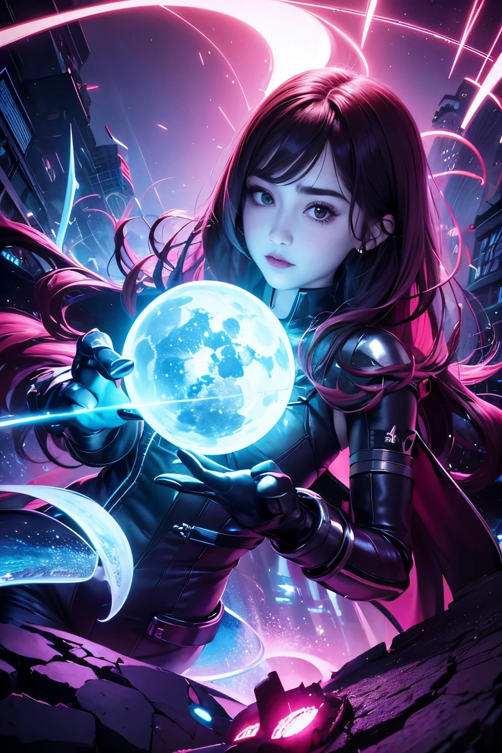 Lily Collins,A high resolution,reflector,refractions:1.4,ultradetailed:1.4,(真实感:1.4,超A high resolution,Original photoREAK(cyber punk personage:1.3),droid,droid女孩,silber hair,Beautiful face and cold expression,In the ruins of dark decay,(ultra-wide-angle:1.2),Shoot from belowBREAK((neonlight,Vibrant glow,Dynamic colors,vibrant contrast,Futuristic atmosphere,electric energy,shiny reflective surface