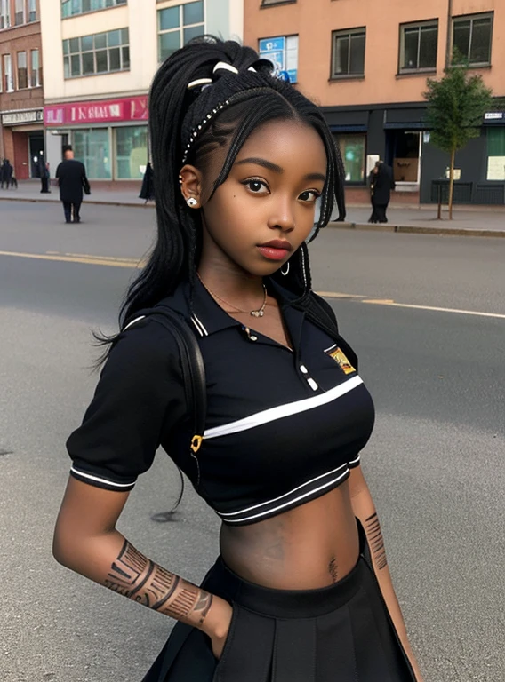 Photorealistic,masterpiece, best quality,ultra-detailed ,american girl,15yo,black people,((she lift her skirt and shows her panties)),She takes great pleasure in showing off her panties to viewer,skirt lift,sensational fashion,dreadlocks hair,small breast,very happy,outdoor,united states,newyork,brooklyn,