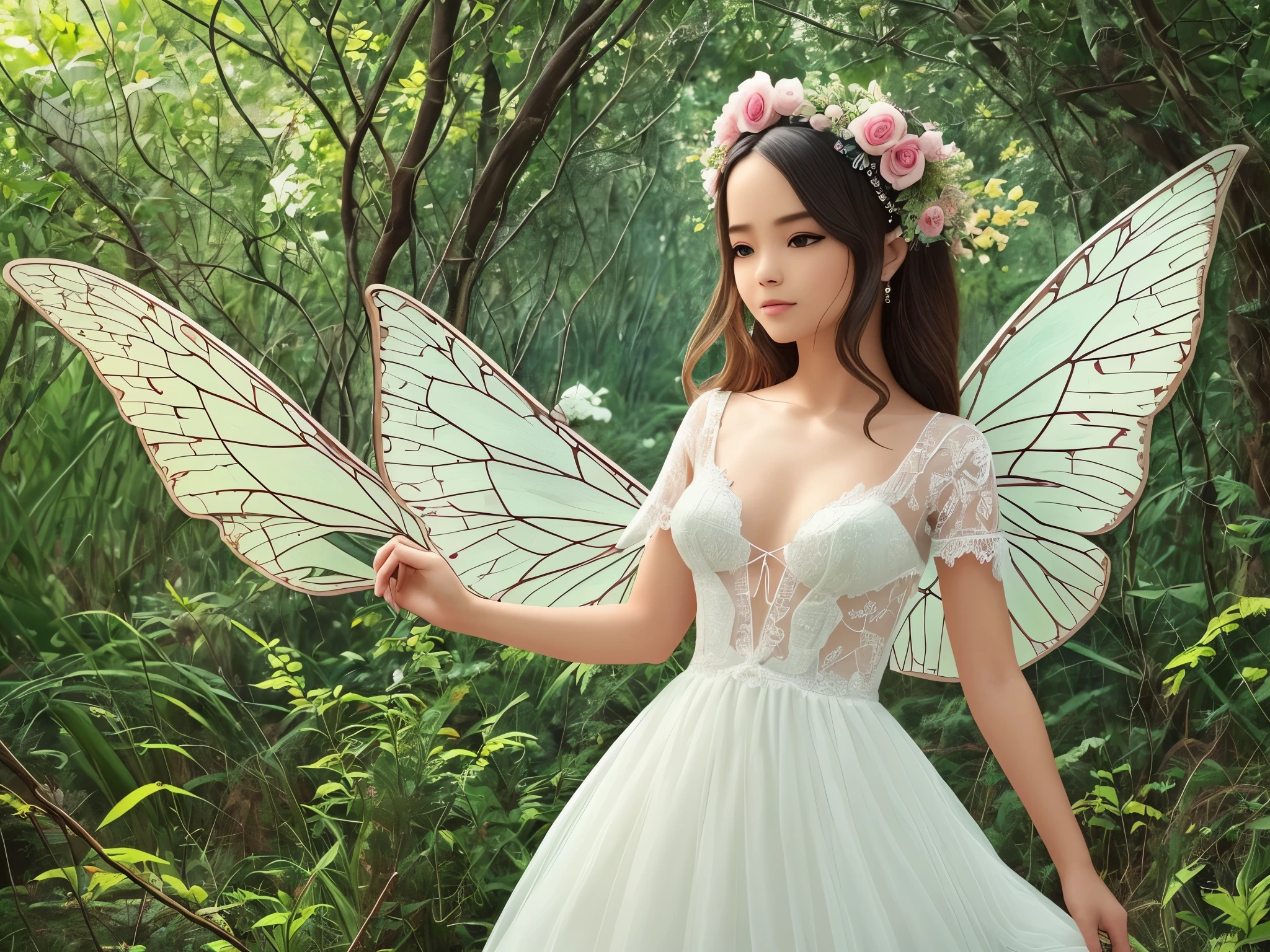 A fairy in a white dress with butterfly wings --auto --s2