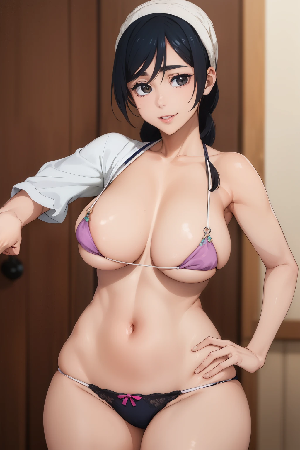 ((La mejor calidad)), ((Obra maestra)), (Detallado), Cara perfecta, sexy, atractiva, ((4k)), tetas grandes, Amanai Reiko