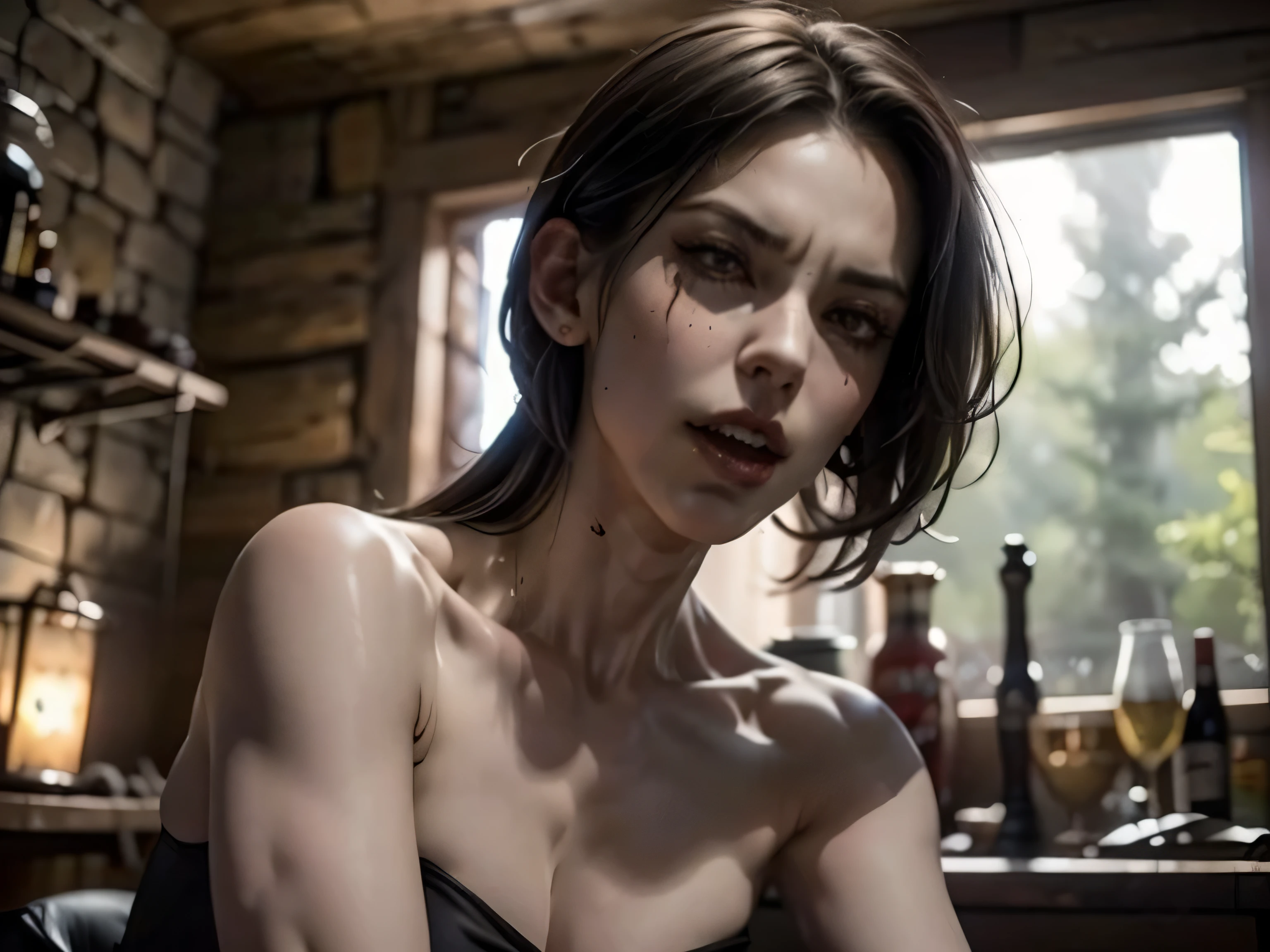 Her full body is shown giving a Blowjob, She is sucking on a man's penis, she is biting into a man's penis with her sharp fangs, she is also a cannibalistic sexual demon, she has a perfect face with full libs and razor-sharp fangs, They are in a old creepy house in the bedroom and she is on top of the man, realistic blood on the man'loody, and violent, Her Full body is shown on a bed with a man as she is on top of him biting into his with her sharp fangs, realistic blood, perfect eyes, Perfect anatomy, realistic, gore, realistic skin and flesh, she is a vampire who feeds on innocent men, she is a virgin killer, she is biting deep and hard into his with her sharp vampire fangs, blood is dripping from his , she is trying to bite his off so that she can eat it, she has very sharp vampire fangs, she has a perfect athletic body, she is skinny with small perky boobs, she has abs and defined muscles, her skinny body is perfectly proportioned, she has a crazy look in her eyes, she is a sexy sadistic addict , a sexy tight dress with Long black stockings, she also is wearing black high heels with red bottoms, there is blood everywhere as she is biting into his with her sharp fangs. She has a perfect face, perfect eyes, and perfect bone structure, she has a skinny body with defined abs and muscle