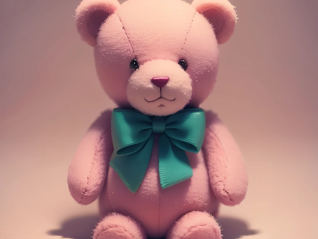 (fuzzy,retro filters,)Pink teddy bear doll,simplebackground