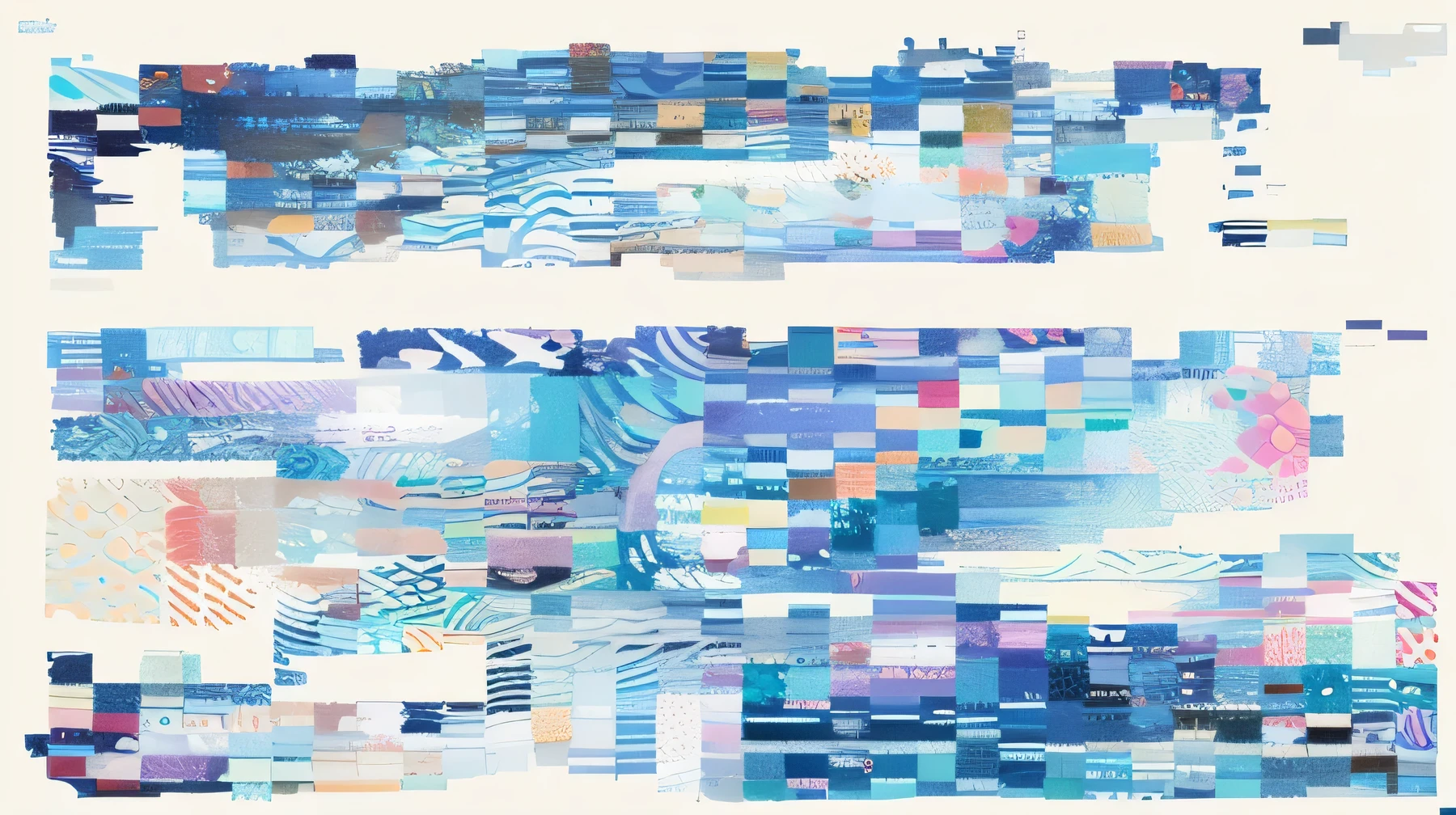 highly detailed generated art, 2 d generated art, generated art, abstract art representing data, ( ( generated ) ), generated line art, colorful generated art, ( ( glitch art pixel sorting ) ), Cellular automata, Failure mode, covered with indigo dye pattern, digital glitch,abstract graphics,Random distribution,Reference artist Etel Adnan,blues,Abstract imagery,hyper realisitc,Clear background trends,Clear contour light,rim-light,dream-like,Dappled light,flatillustration,deep blue background