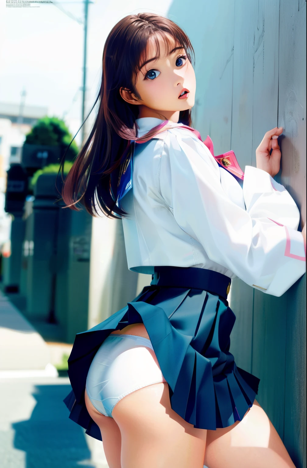 1girl in, sayla mass, Elegant, masutepiece, Convoluted, Army pink uniform dress with a super miniskirt so short you can almost see your pants.......、Pure white panties、Please squat down and show me your white panties.......、Super miniskirt You can see the pants in the miniskirt、White panty、Realistic, Best Quality, absurderes, high face detail, Perfect eyes, 18 years old, Cowboy Shot, realization、, Vibrant colors, Pink Uniform, Skirt、Photography、Gravure photography style、Real Images、Top image quality、1girl in, sayla mass, Elegant,Spread Leg,Show white panties, masutepiece, Convoluted,Ultra mini skirt、White panty、 Realistic, Best Quality, absurderes, high face detail, Perfect eyes, 18 years old, Cowboy Shot, , Vibrant colors, White uniform, Skirt