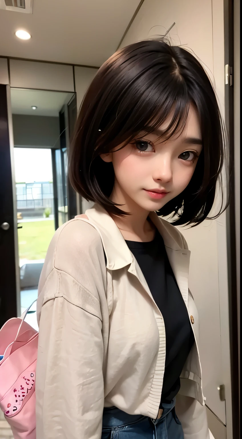 super model、Bob Hair、Otaku Girls、perfect  detail、hi-school girl、frilld