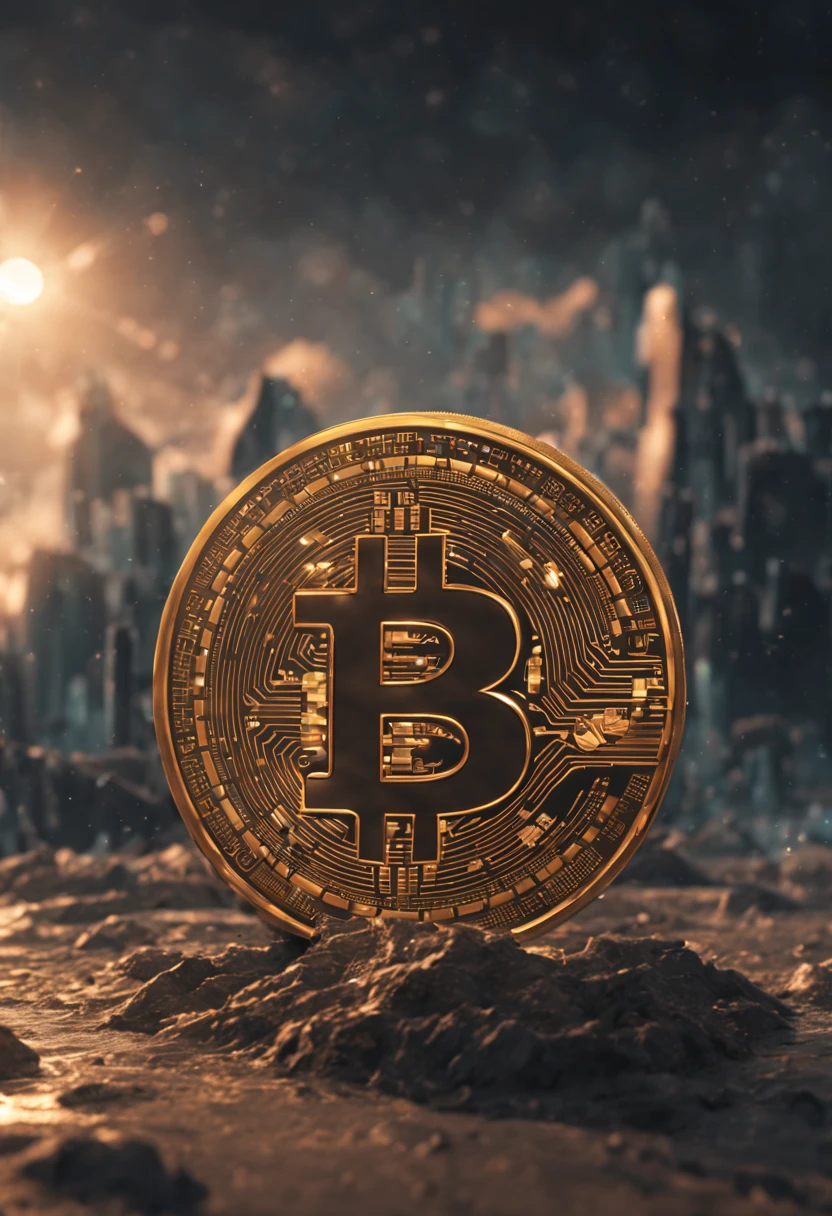 bitcoin no background, futuristic, digital art, hyperrealistic