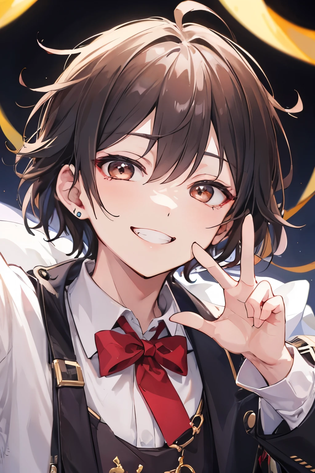 ((boy)), ((Shota)), (a smile), canine teeth，Beautiful face