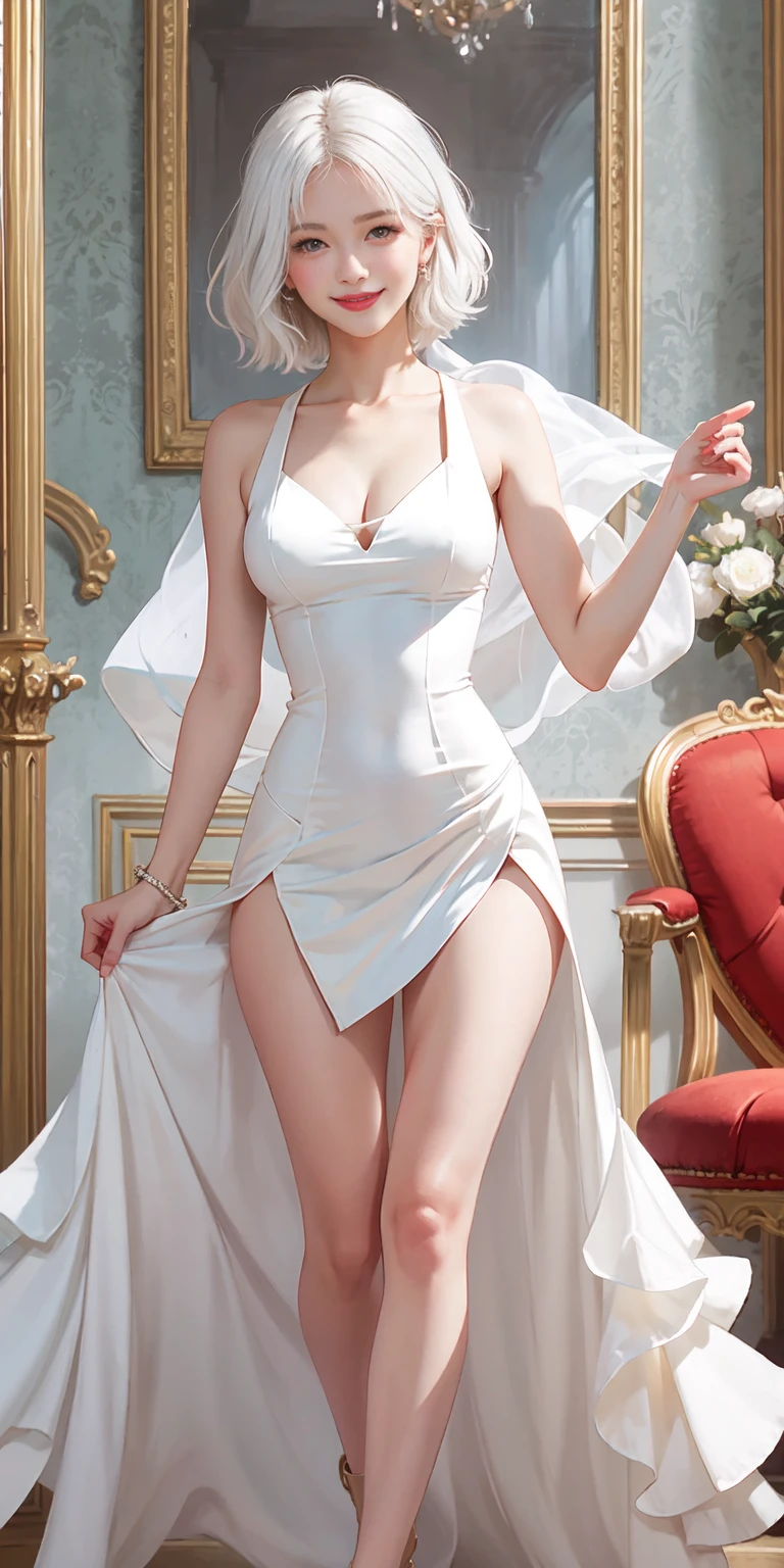 8K, surreal, master piece, best quality, super detailed, High resolution, random background, 1 huge breasts, (:1.5), Willow Yao, wide hips, knees, night , Completely naked , choker necklace, Closed Heel,