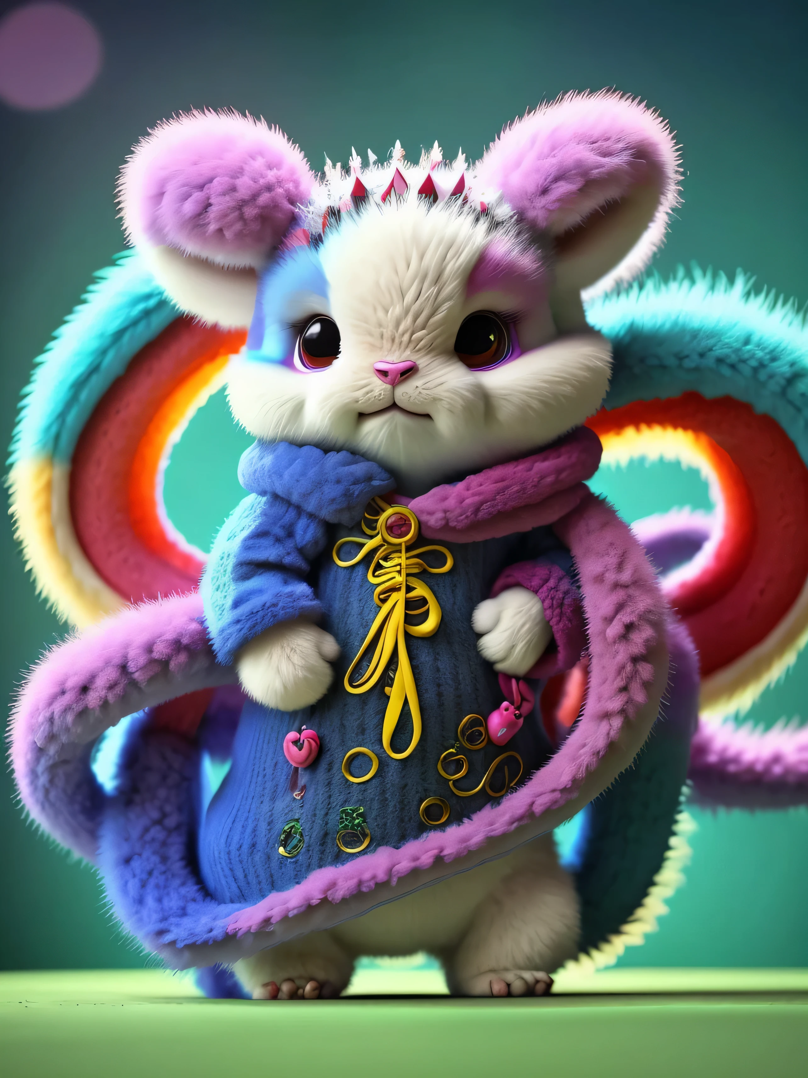 a furry dragon, actual,Colorful auspicious clouds,chinesedragon尾,chinesedragon,Full body lesbian, There is cleavage, Non-human,