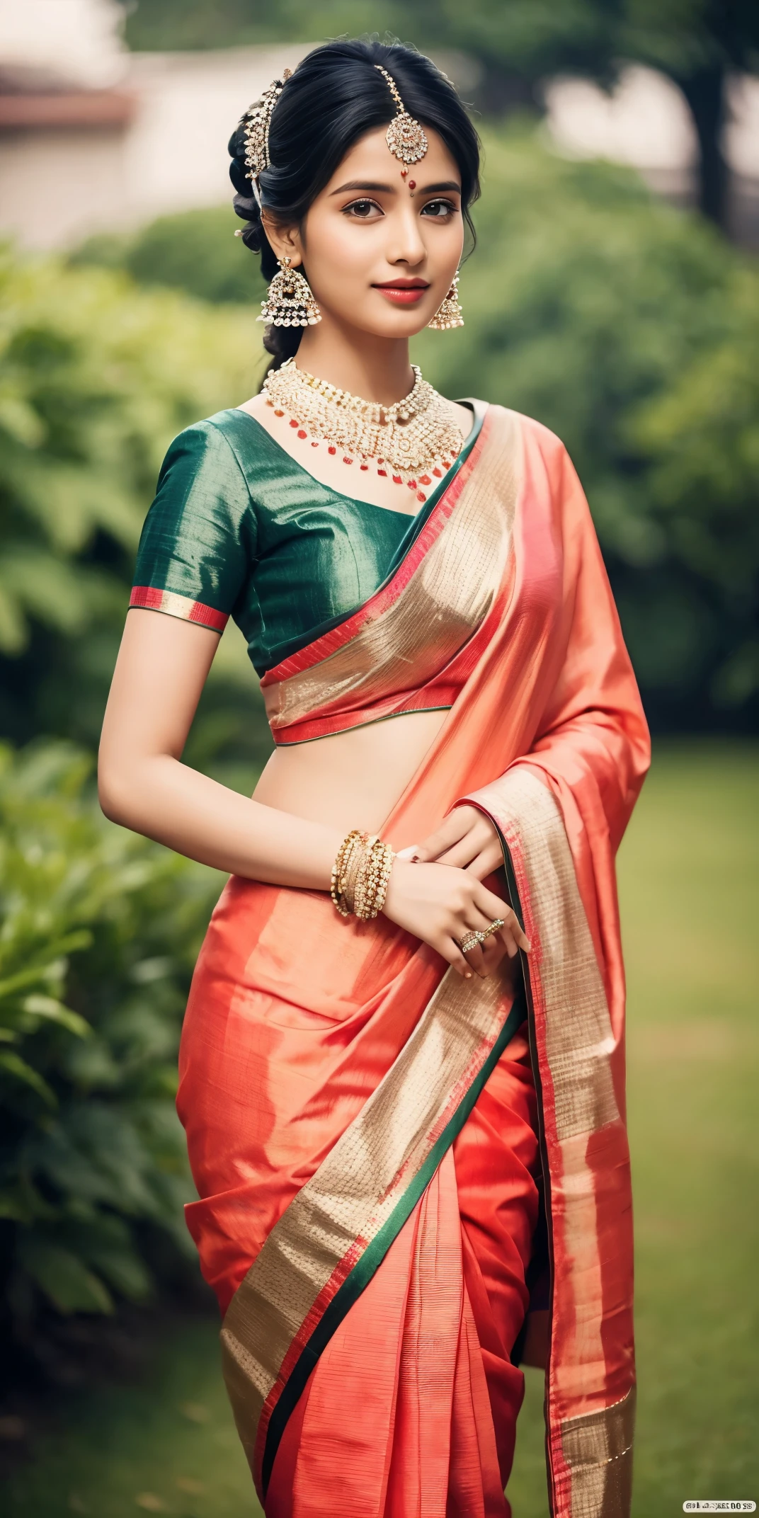 Beautiful Indian women in saree , super model, traditional dress