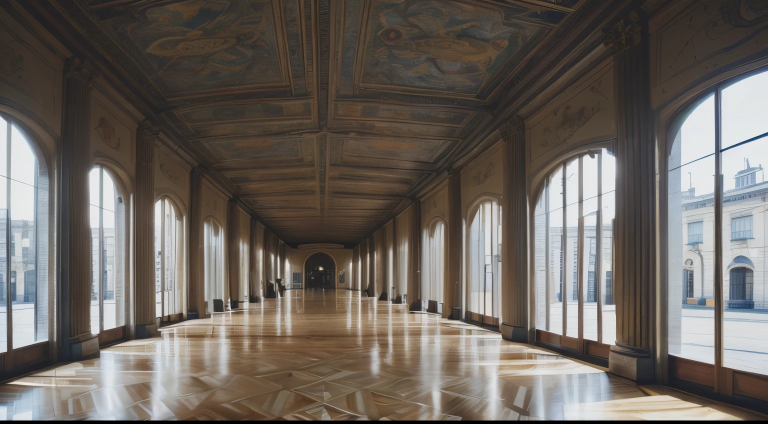 art museum,road,artistic atmosphere,photorealestic,gray color buildings,mid-floor