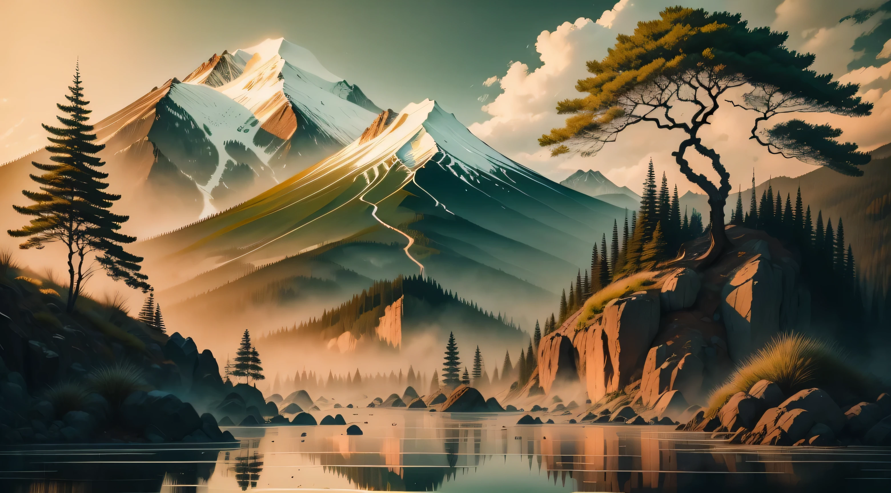 mont,Eau,the trees