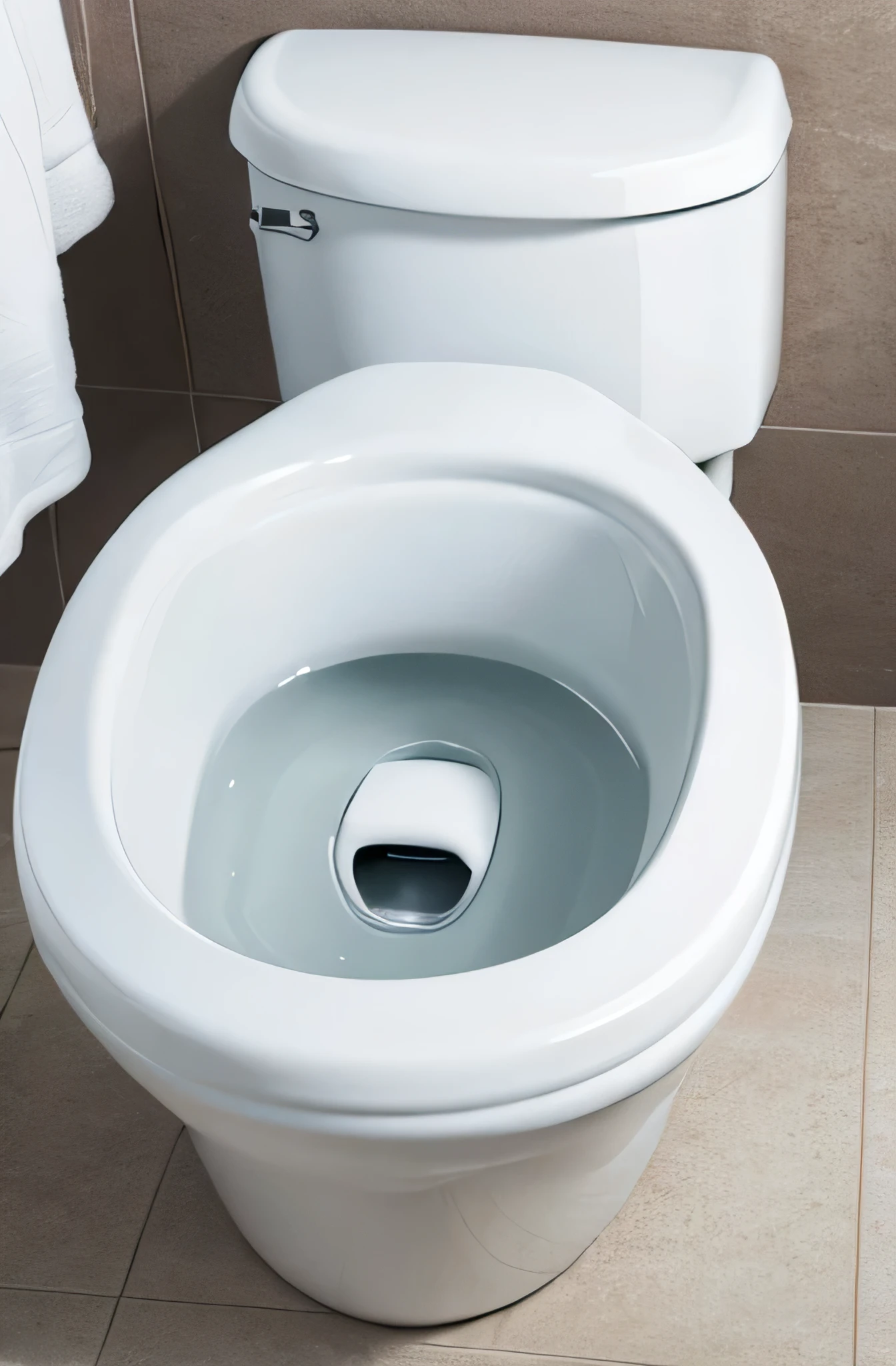 Top view of toilet seat with open water in toilet, Realisticstyle
