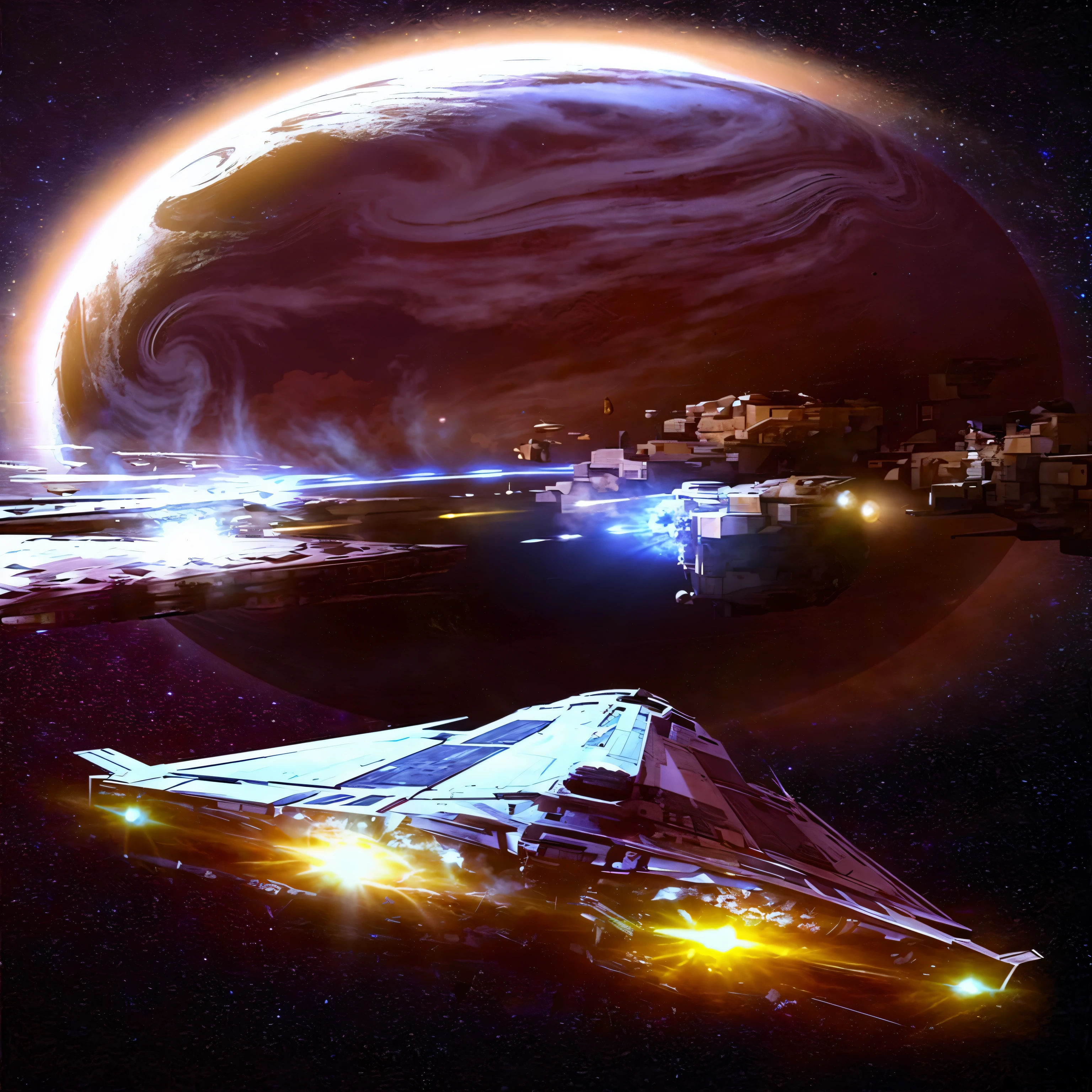 spaceships and a spaceship in a space station with a planet in the background, space opera and dystopian style, award winning scifi art, borne space library artwork, depicted as a scifi scene, dyson sphere in space, photo of a dyson sphere, epic beautiful space scifi, homeworld, alien homeworld, dyson sphere, looking at spaceships at dock, dyson sphere program