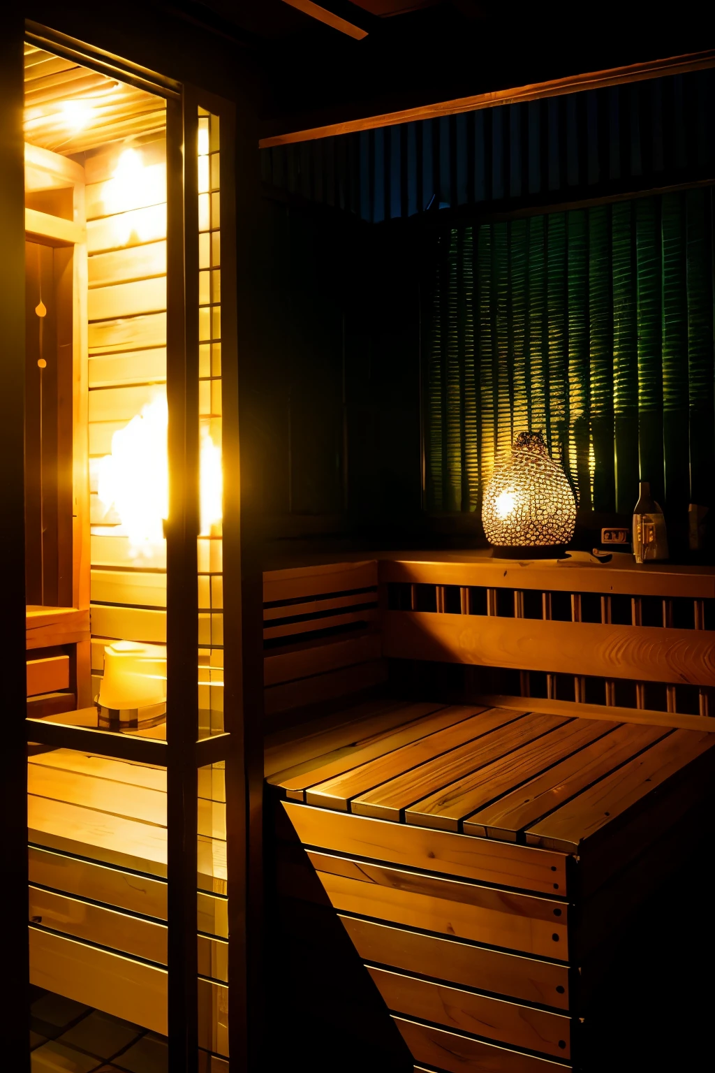 tropical sauna、Illuminated by the light of a moonlit night Ideal placement for wallpaper