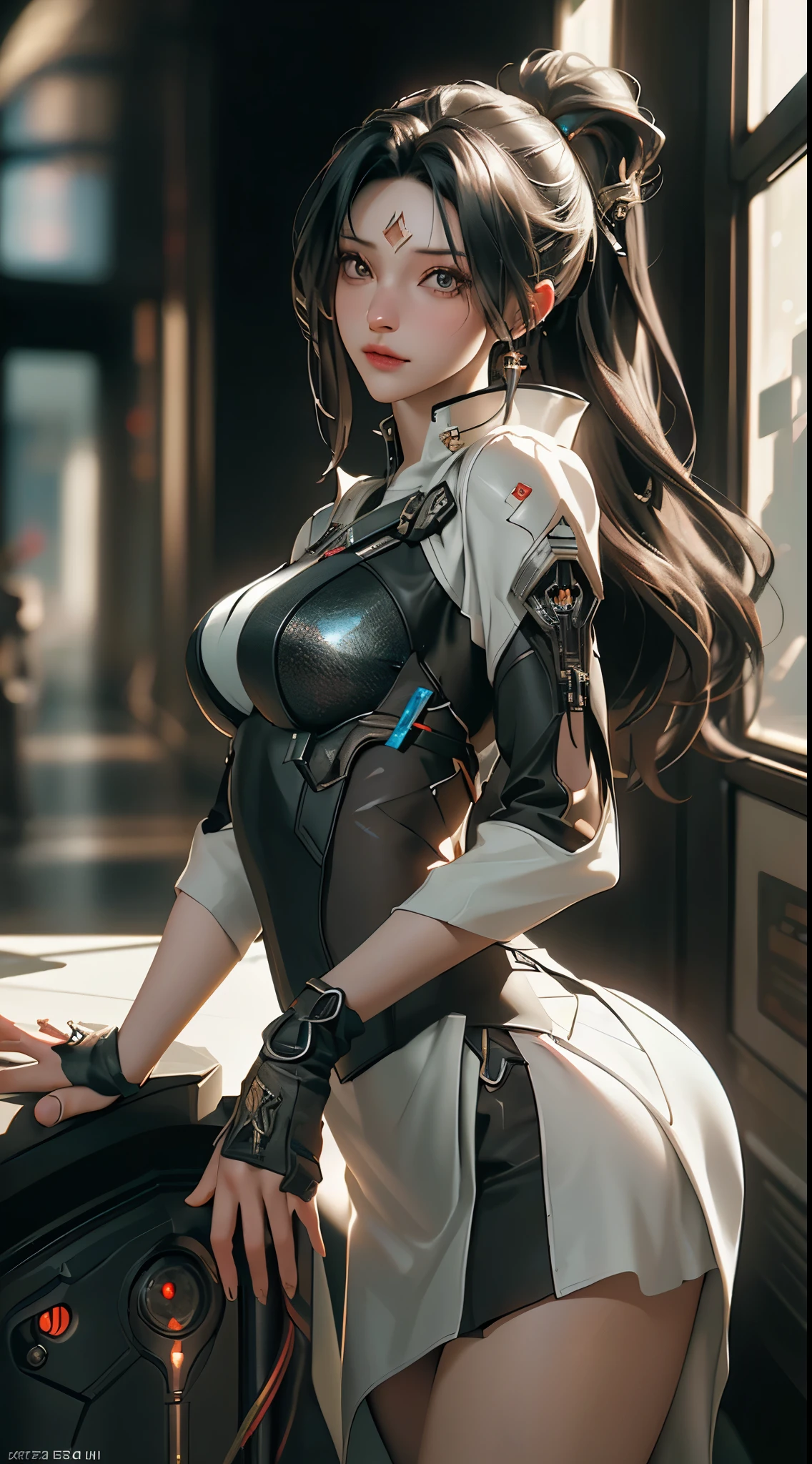 ((Best quality)), ((masterpiece)), (detailed:1.4), 3D, an image of a beautiful cyberpunk female,HDR (High Dynamic Range),Ray Tracing,NVIDIA RTX,Super-Resolution,Unreal 5,Subsurface scattering,PBR Texturing,Post-processing,Anisotropic Filtering,Depth-of-field,Maximum clarity and sharpness,Multi-layered textures,Albedo and Specular maps,Surface shading,Accurate simulation of light-material interaction,Perfect proportions,Octane Render,Two-tone lighting,Wide aperture,Low ISO,White balance,Rule of thirds,8K RAW,