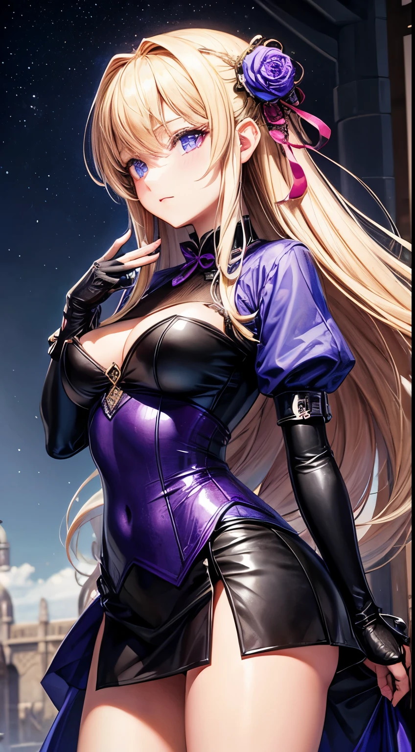 Violet Oakley, Victor Reinganum, Surreal, mysterious, strange, fantastical, fantasy, Sci-fi, Japanese anime, Victorian, iron, glass, and evolutionary theory, blonde miniskirt beautiful girl Alice, perfect voluminous body, detailed masterpiece