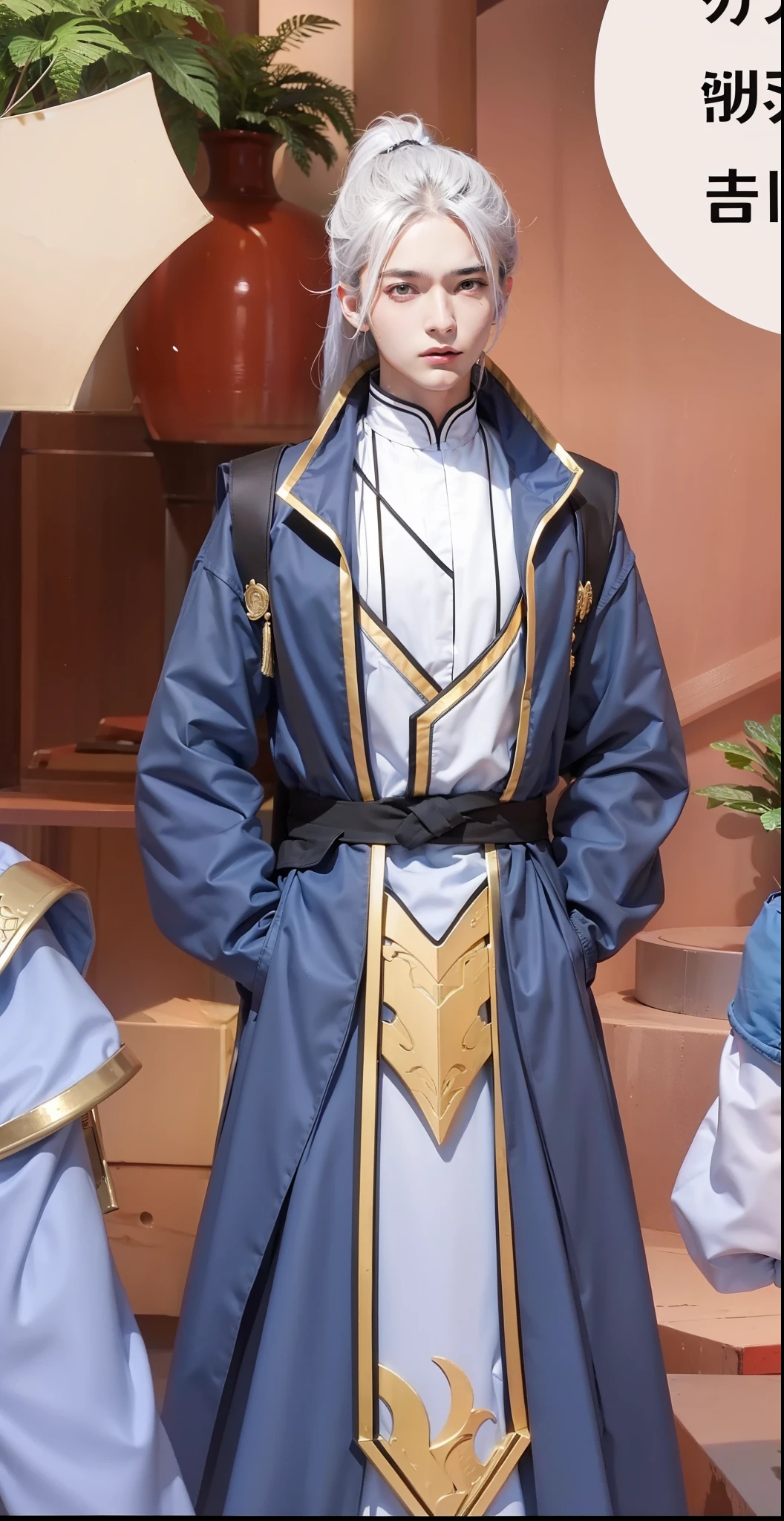 solo person,Anime boy with black hair and black clothes,male people,Song dynasty,longer sleeves,Sharp black eyes,high ponytails, style anime, handsome anime pose, male people动漫人物, 8K!
