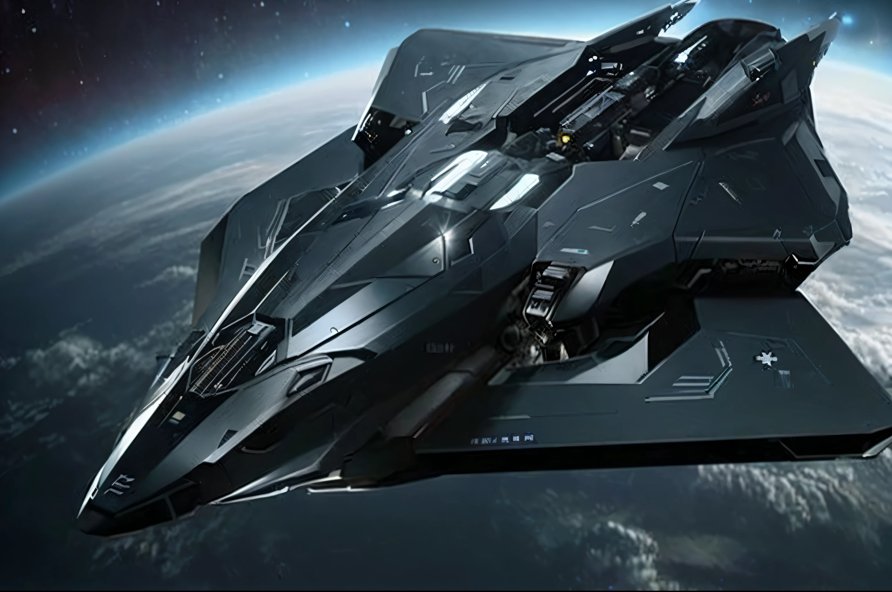 a close up of a spaceship flying in the sky above the earth, star citizen concept art, star citizen, star citizen digital art, star citizen halo, star citizen origin 100i, valkyrie fighter jet, lockheed concept art, [ trending on cgsociety ]!!, high tech spaceships, cgsociety 4k”, 5th gen fighter, inside future fighter