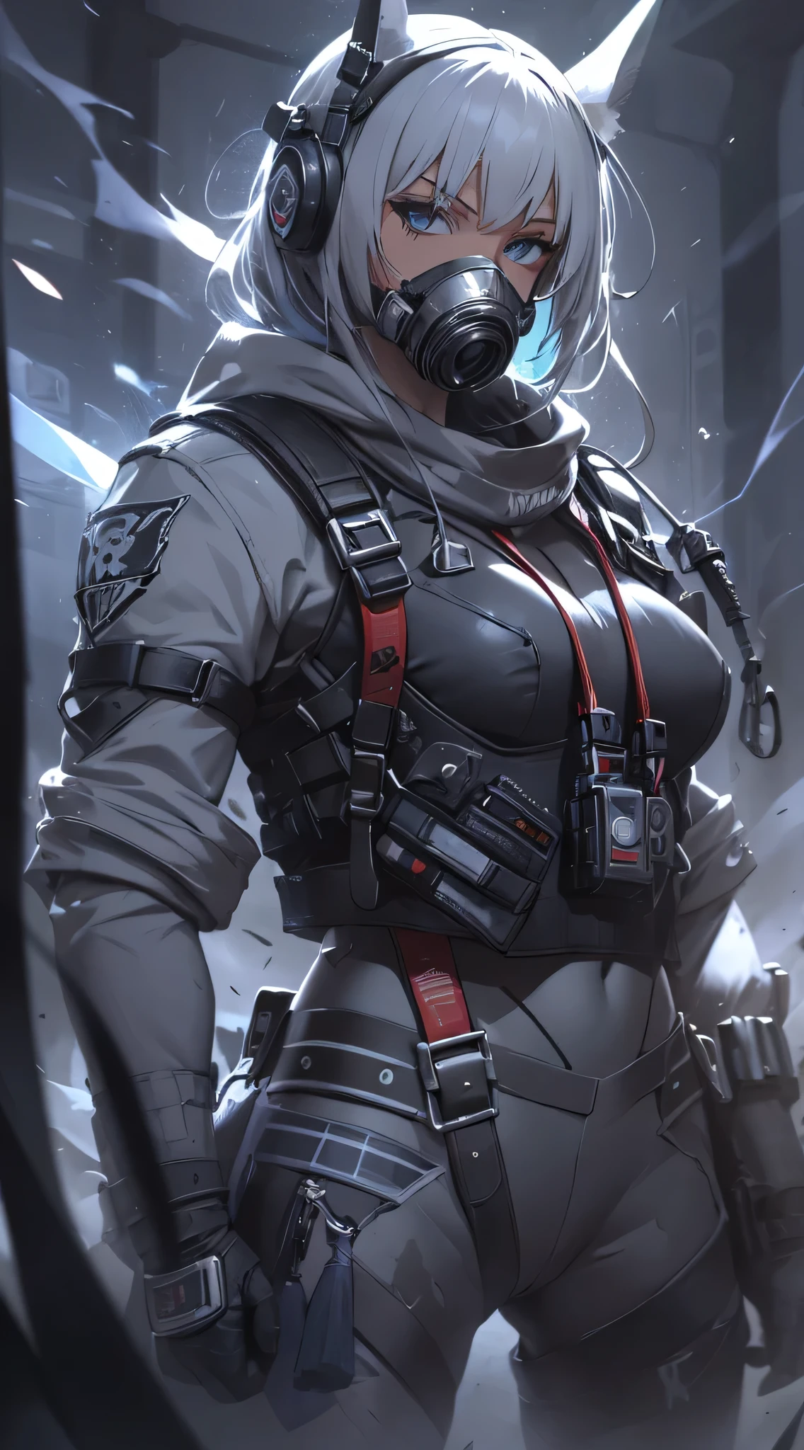 top-quality、Top image quality、masterpiece、charicature((Black spacesuit、gas masks、Hold an assault rifle、well-muscled、Green glowing body line、terror)),hiquality、Beautiful Art、Background with((Inside the spacecraft、dark ilumination、Dark smoke、broken cable))、masutepiece、Elaborate design、visualart、Perfect Art、Horror movie style