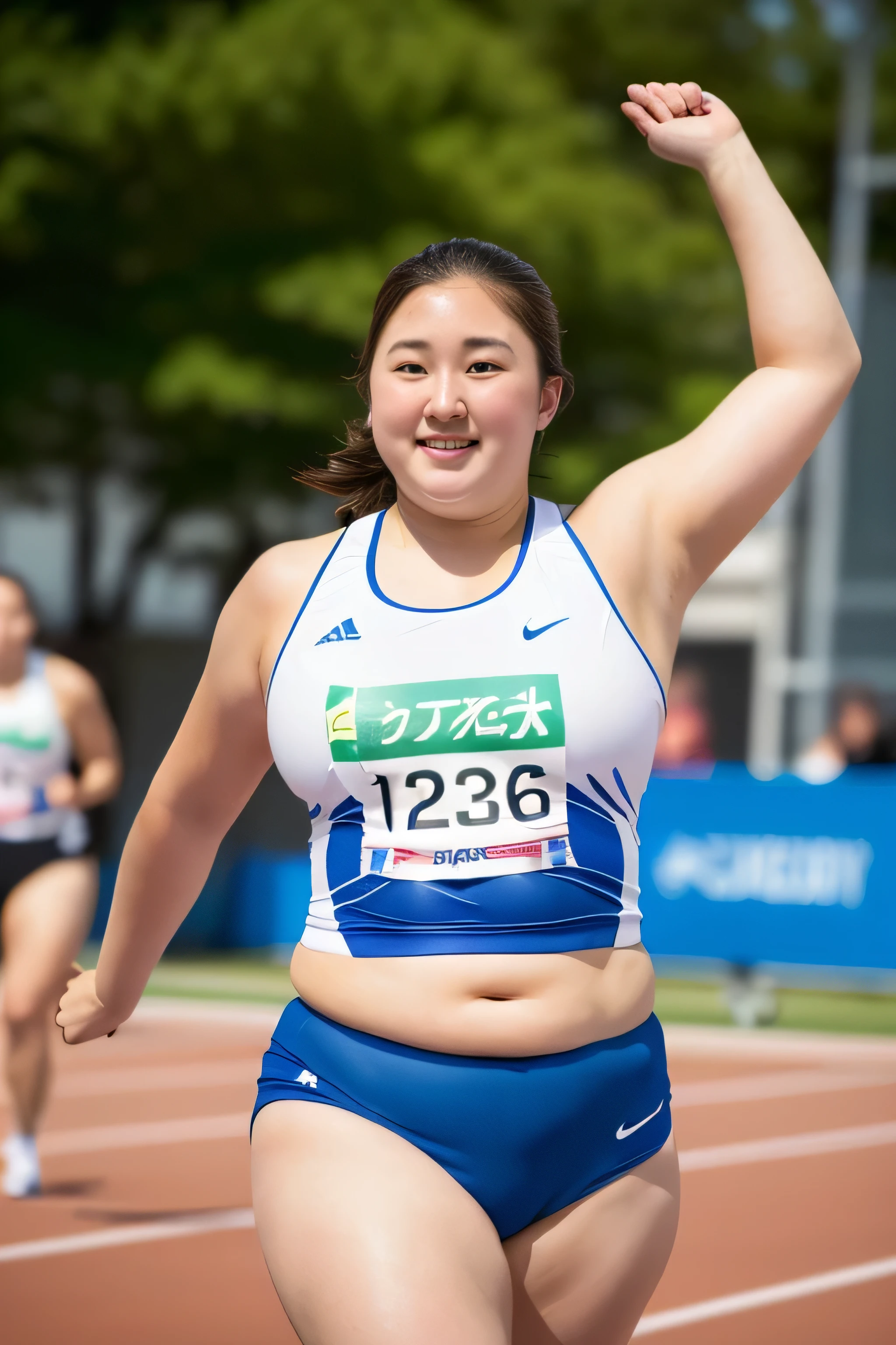 (1 Girl's breasts、Overweight、Extremely fat、chubby、Sweat muscles、japanes、toru & Field Athlete