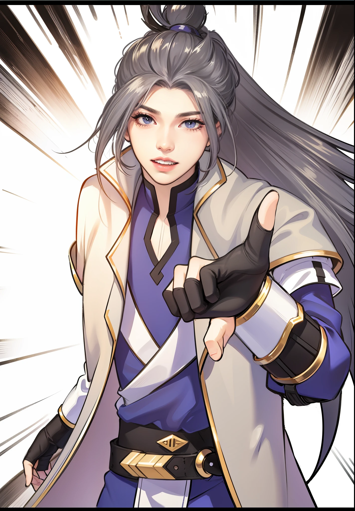 solo person,Anime boy with black hair and black clothes,male people,Song dynasty,longer sleeves,Sharp black eyes,high ponytails, style anime, handsome anime pose, male people动漫人物, 8K!