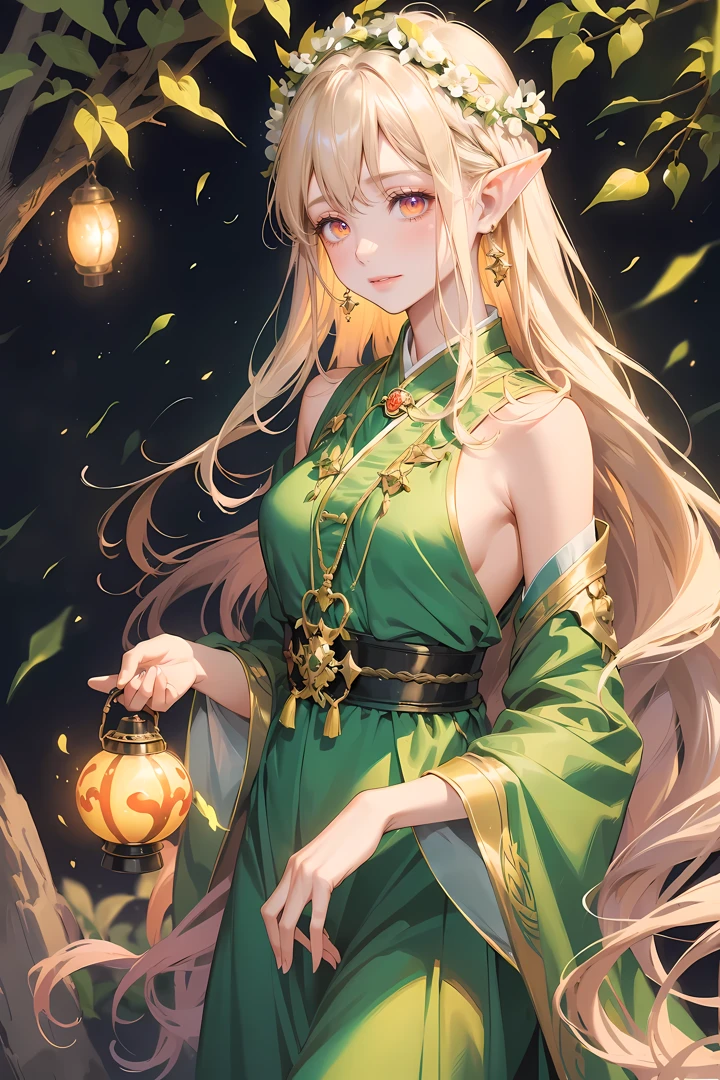 eyeline,(Horny eyes:1.4),(faeries:1.2),(A high resolution,Best quality at best,like a dream,obsessed,at a forest,faeries),(vivd colour,ultra - detailed),(美丽Horny eyes,Mottled sunlight,Whimsical creatures,sparkling mysterious mist,Evocative atmosphere otherworldly beauty),(magical light,Faint ethereal light),(in pastel shades,fantasticcolors),(Dancing fireflies,活泼的faeries,Breeze whispered),Exquisite and beautiful silk robe,Elf Robe,(Elf Flower Crown:1.2),(美丽Horny eyes, vivd colour, oil painted, flowers in the background, Fantastical Atmosphere, Fantasy elements, Magical environment, 逼真的A high resolution图像, dynamic and energetic),(Vibrant colors:1.5)