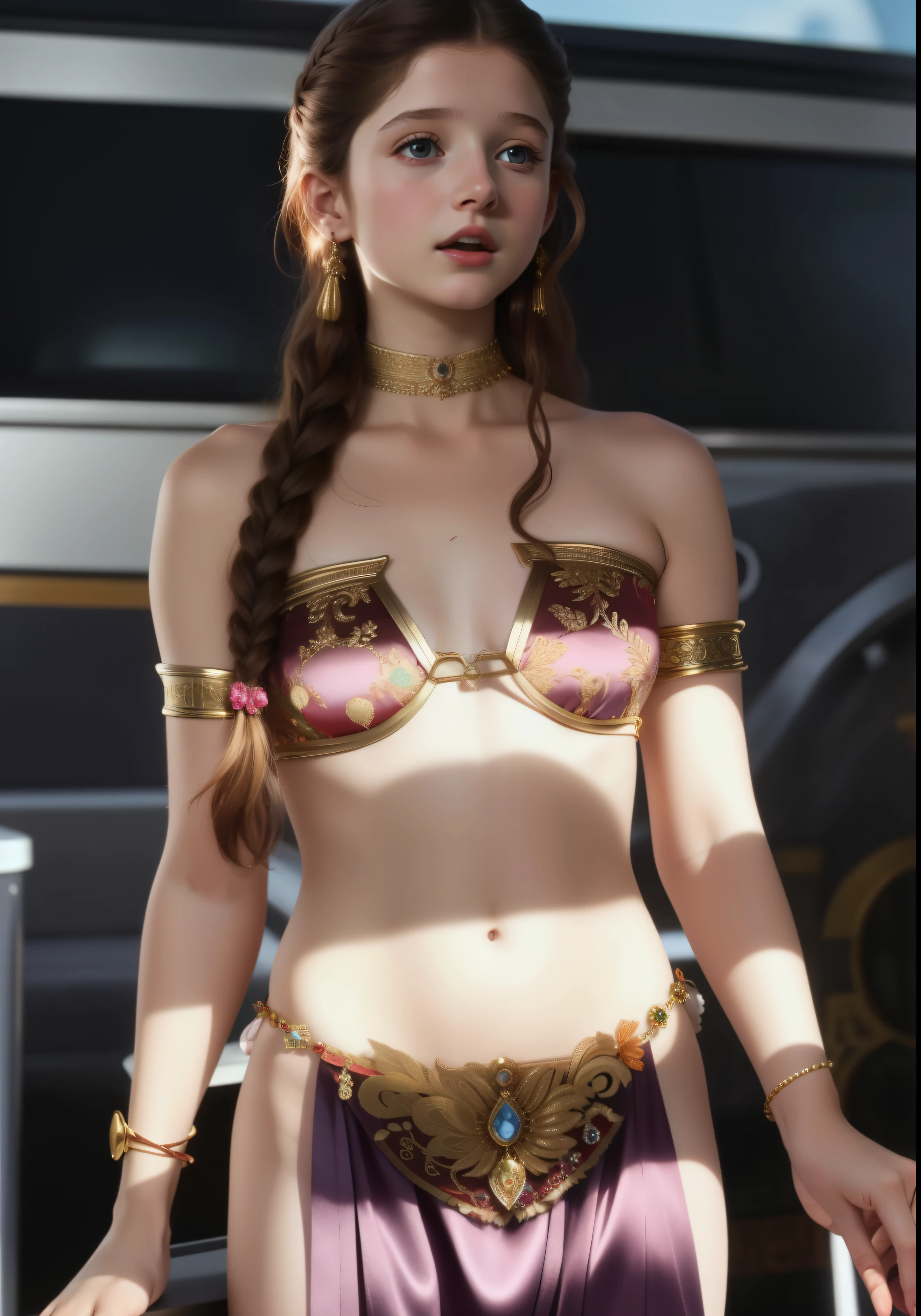 Thomasin Mckenzie without tattoos, realistic in princess el